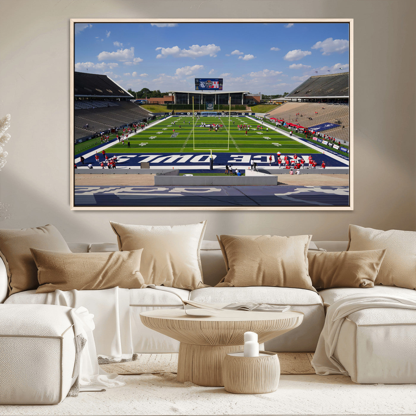 MGV-FC-36X24 - Rice University Owls Football Team Print - Houston Rice Stadium Wall Art Canvas Print