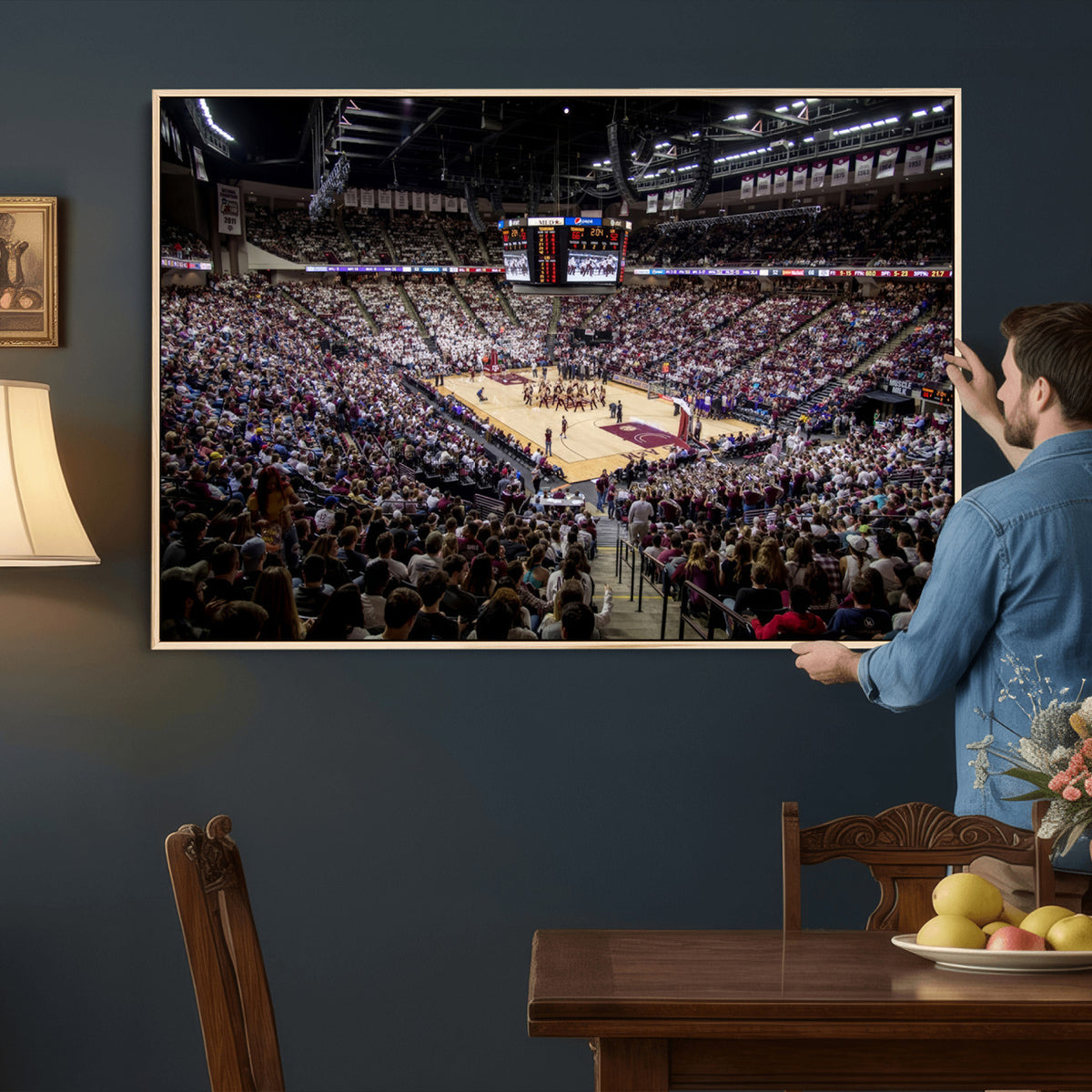 76876-MGV-CV-36X24 - University of Nebraska Cornhuskers Basketball Team Print - Lincoln Red Arena Wall Art Canvas Print