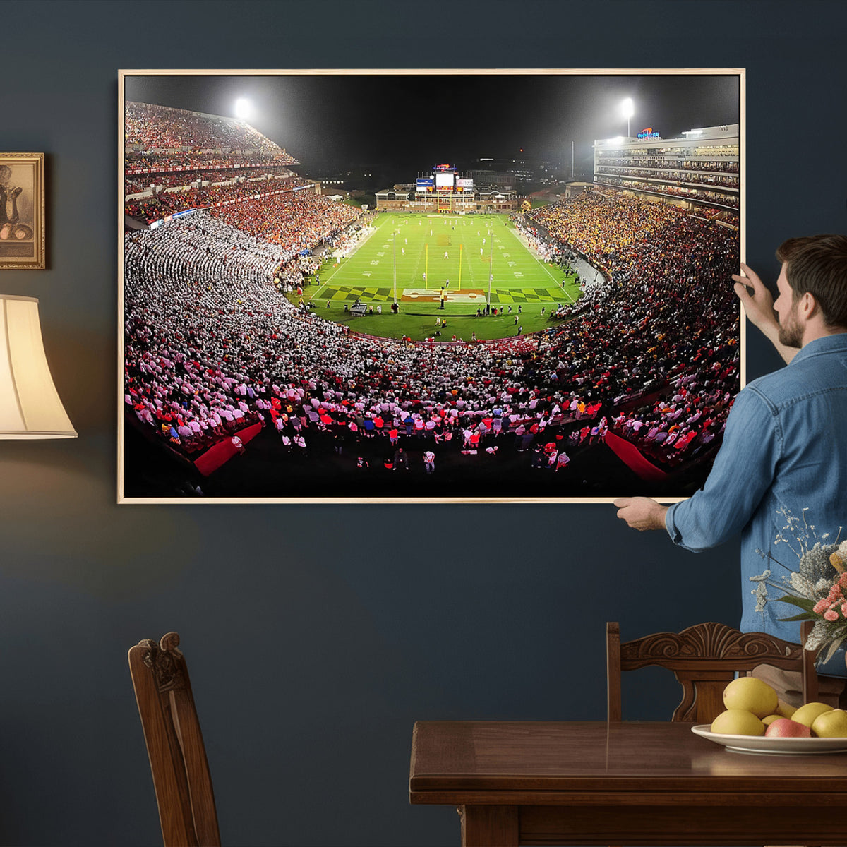 12091-PAN-FL-20X10 - University of Maryland Terrapins Football Team Print - College Park SECU Stadium Wall Art Canvas