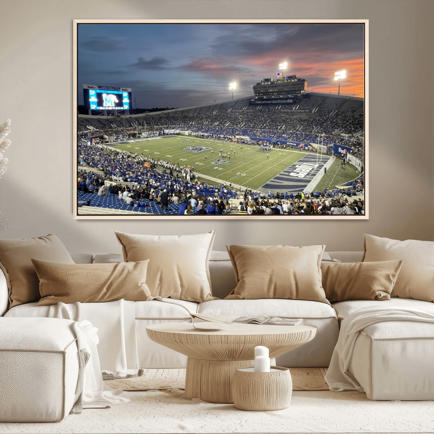 MGV-FC-36X24 - Memphis Tigers Football Team Print - Memphis Simmons Bank Liberty Stadium Wall Art Canvas Print