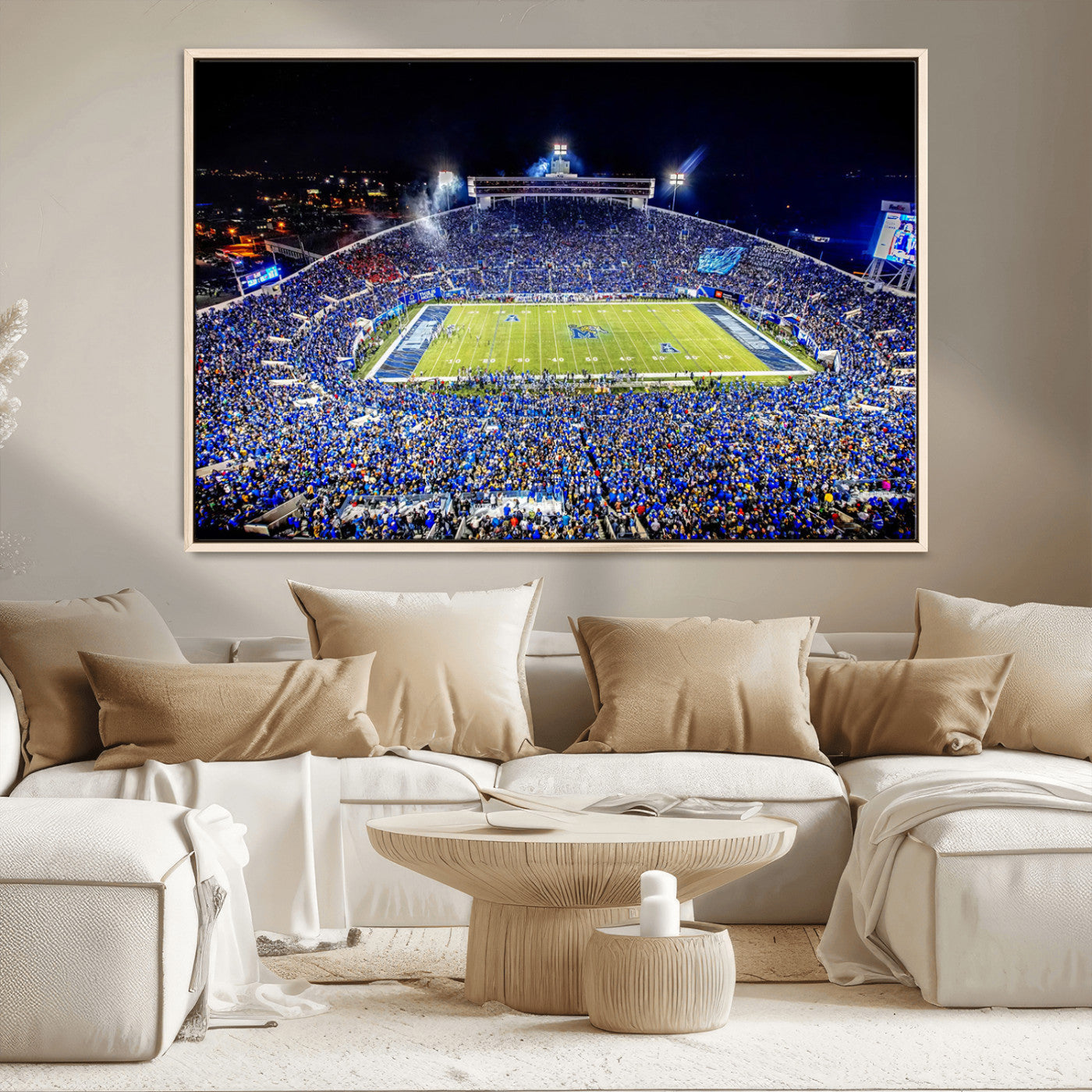 MGV-FC-36X24 - University of Memphis Tigers Football Team Print - Memphis Simmons Bank Liberty Stadium Wall Art
