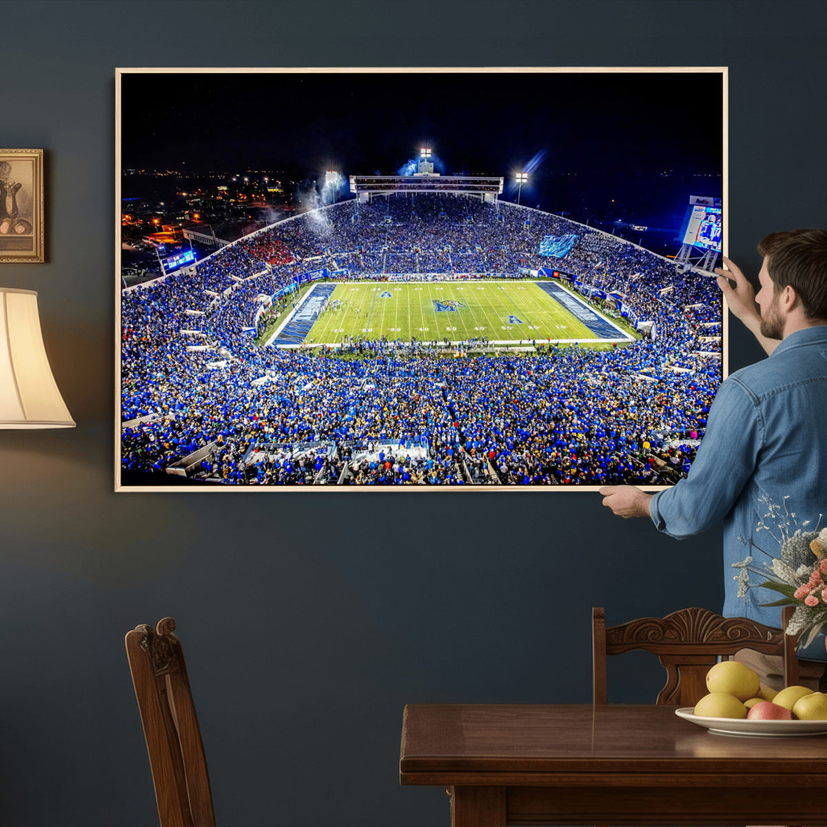 11665-PAN-FL-20X10 - University of Memphis Tigers Football Team Print - Memphis Simmons Bank Liberty Stadium Wall Art