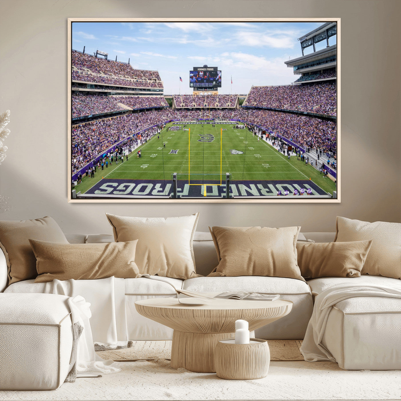 MGV-FC-36X24 - TCU Horned Frogs Football Team Print - Fort Worth Amon G. Carter Stadium Wall Art Canvas Print