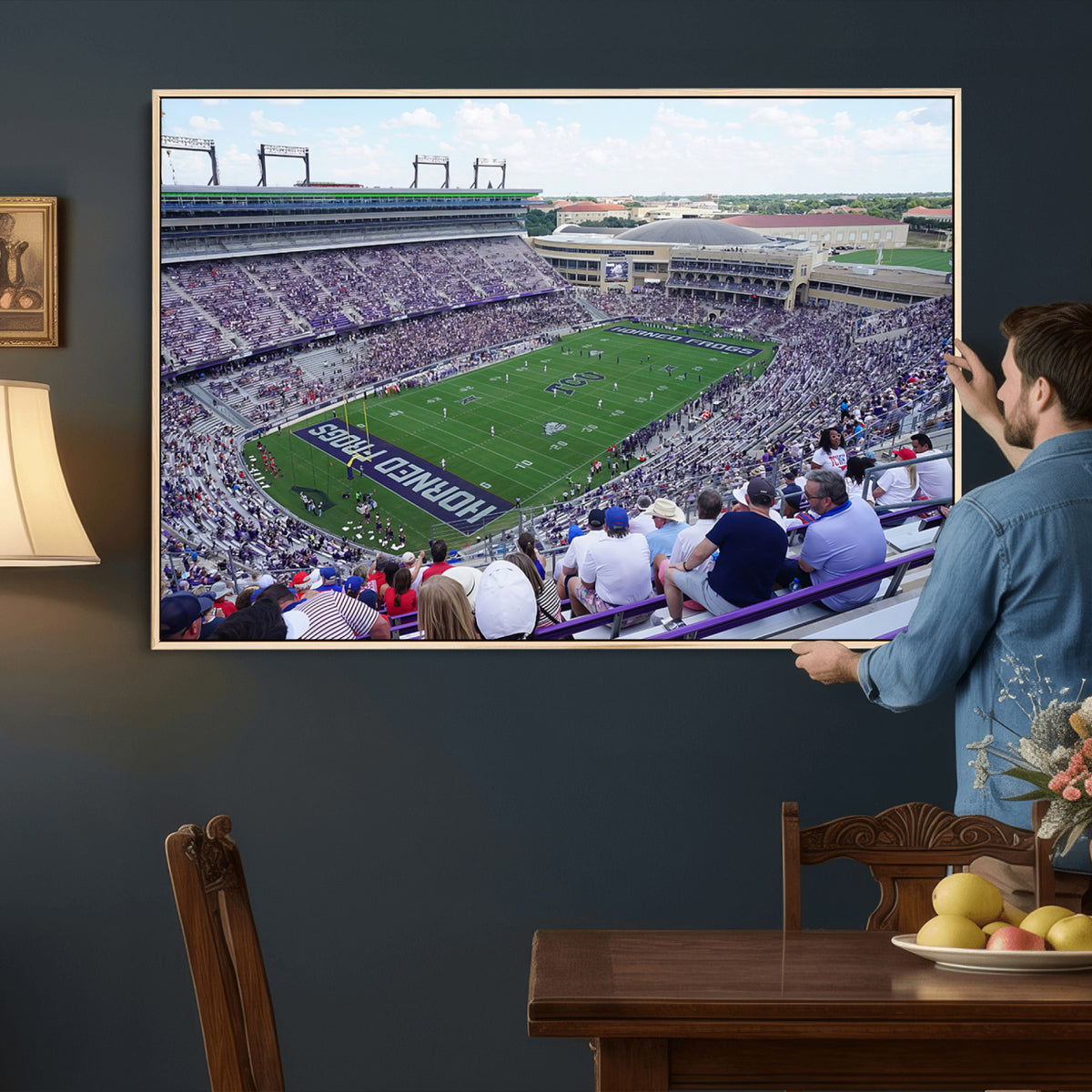 95139-MGV-CV-36X24 - The Texas Christian University TCU Horned Frogs Football Team Print, Fort Worth