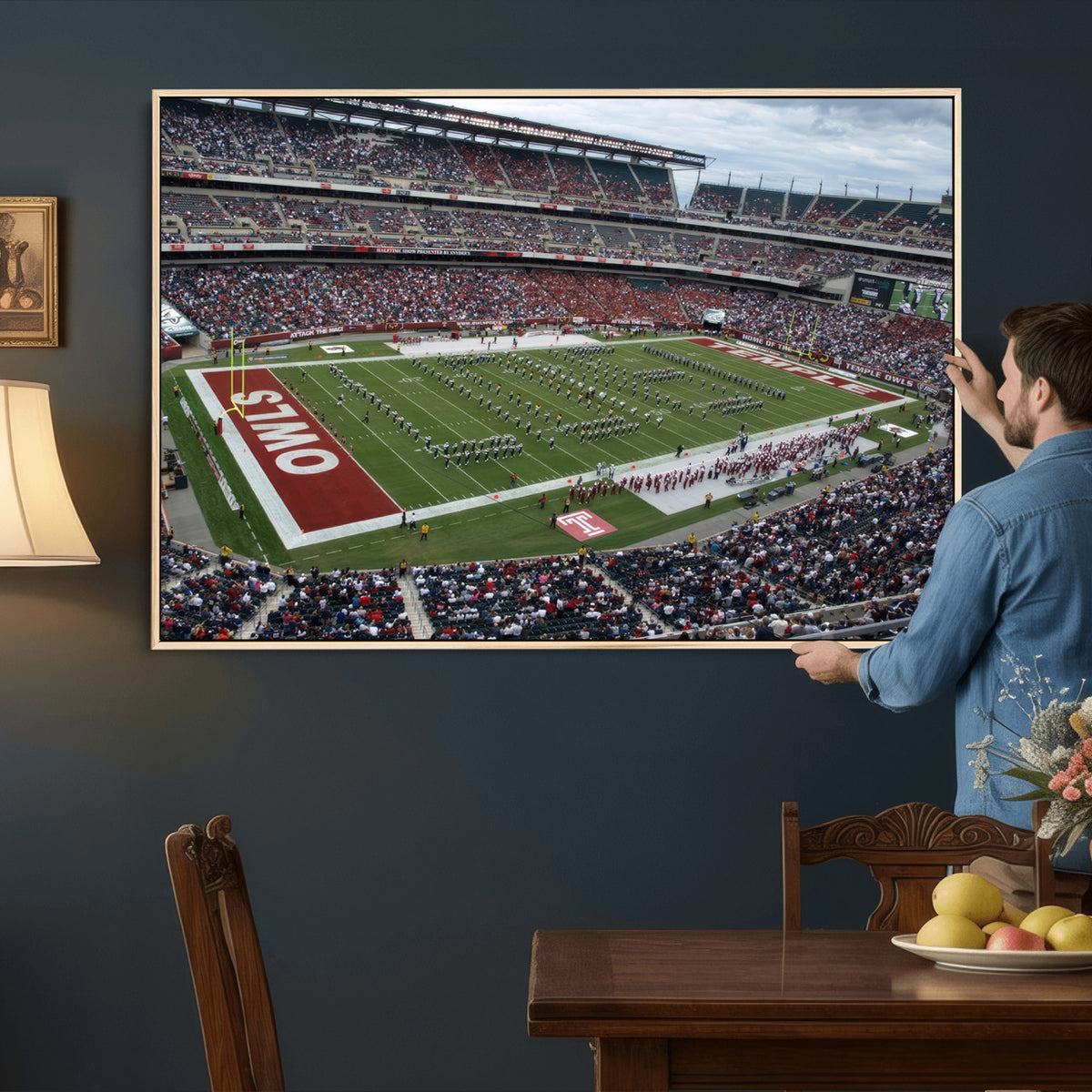 15310-PAN-FL-20X10 - The Temple University Owls Athletics Team Print - Philadelphia Lincoln Financial Field Stadium Wall