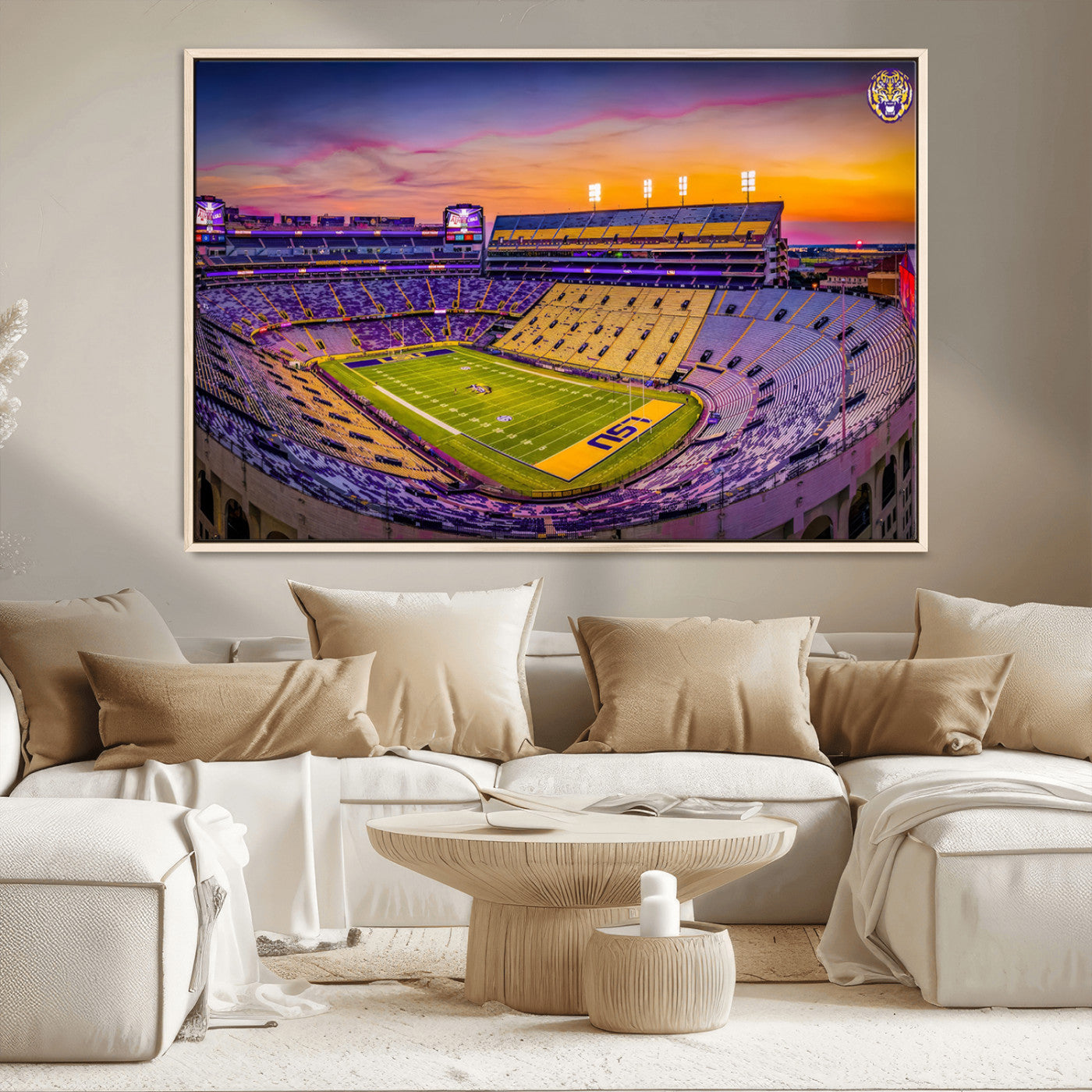 93538-MGV-CV-36X24-The Louisiana State University Tigers Football Team Print - Baton Rouge Tiger Stadium Wall Art
