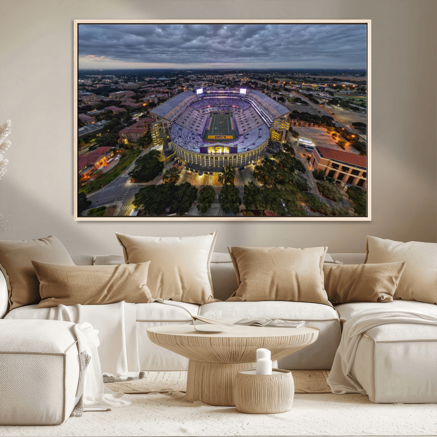 MGV-FC-36X24 - The Louisiana State University Tigers Football Team Print - Baton Rouge Tiger Stadium Wall Art