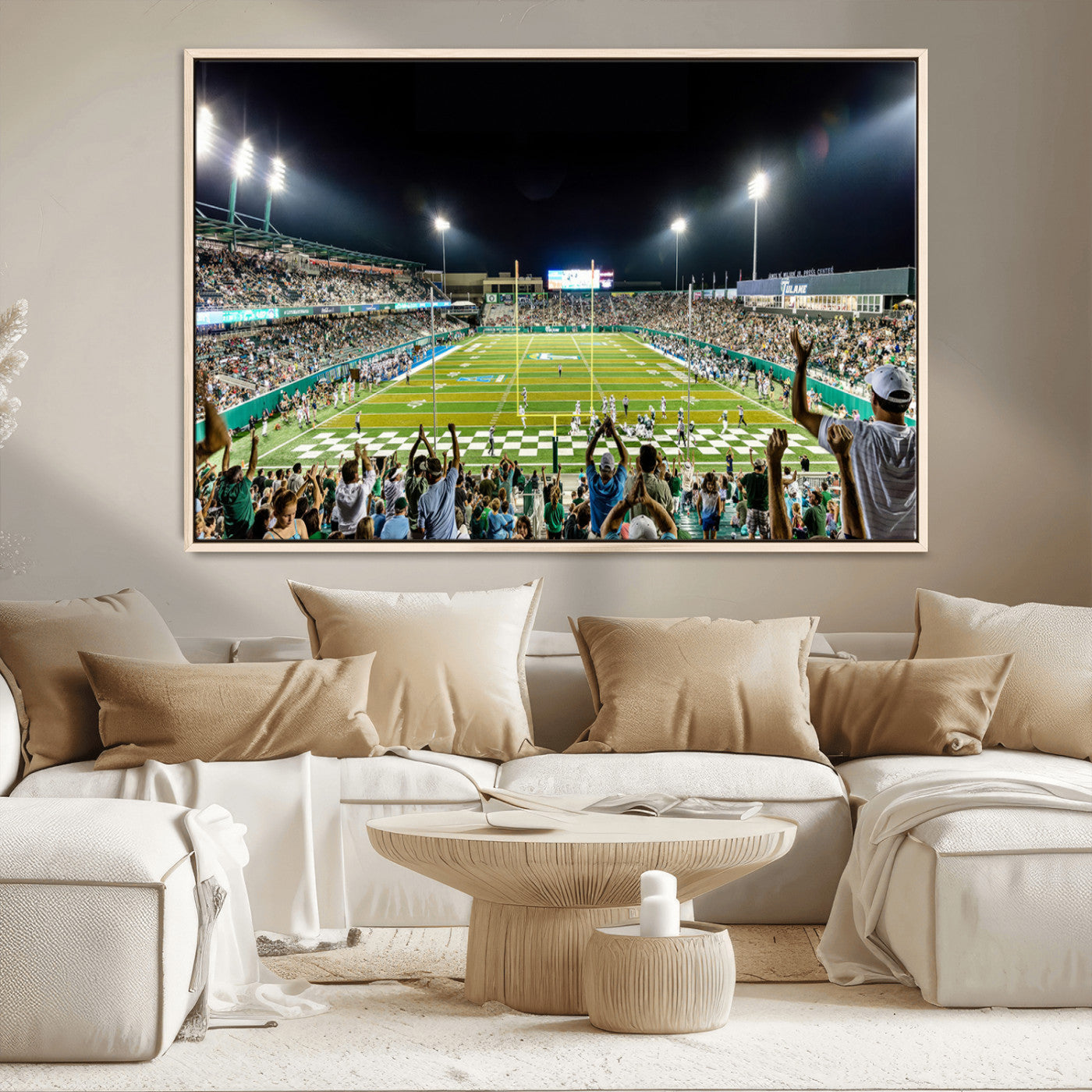 MGV-FC-36X24 - The Tulane University Green Wave Football Team Print - New Orleans Yulman Stadium Wall Art Canvas