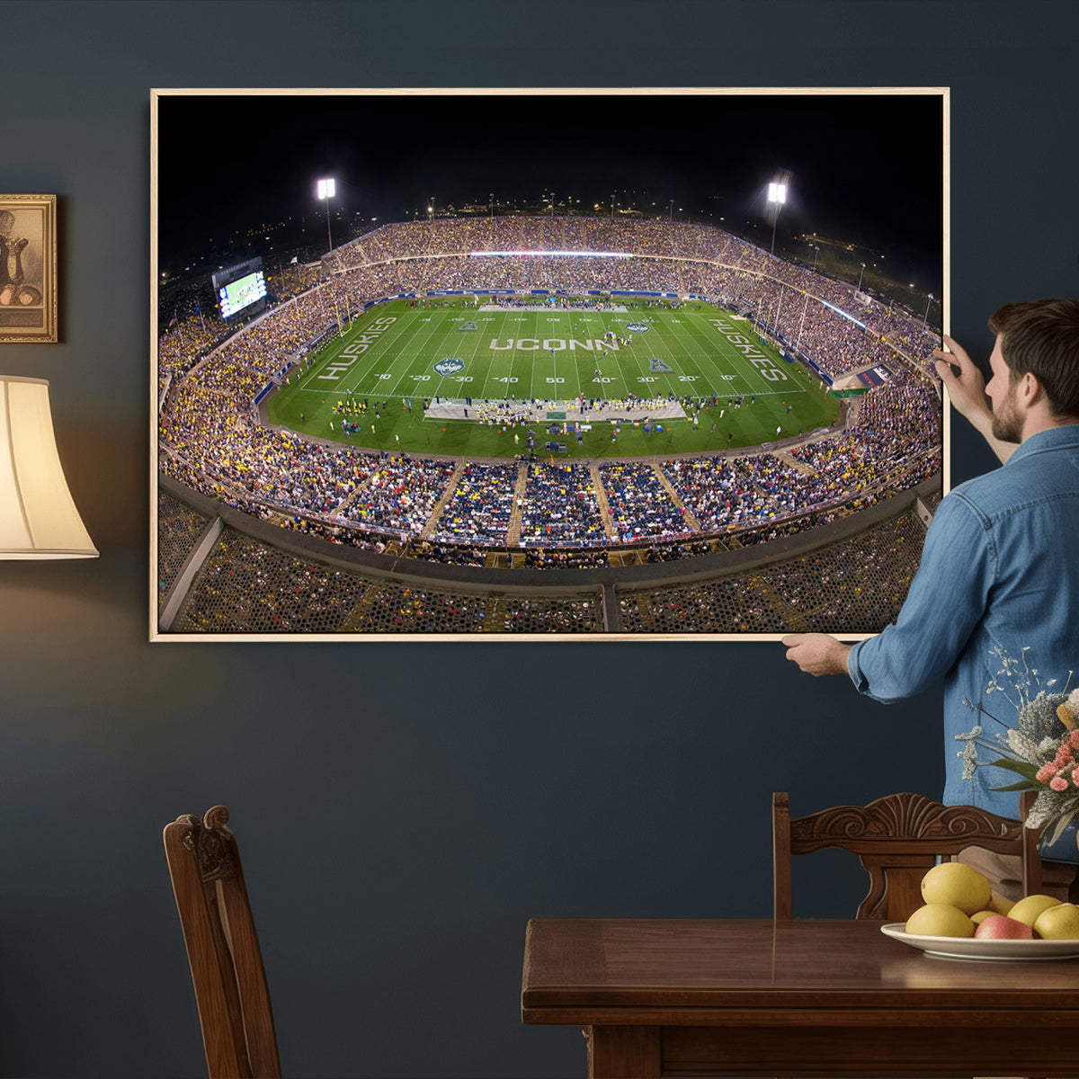 52855-MGV-CV-36X24 - The University of Connecticut UCONN Huskies Football Team Print, East Hartford