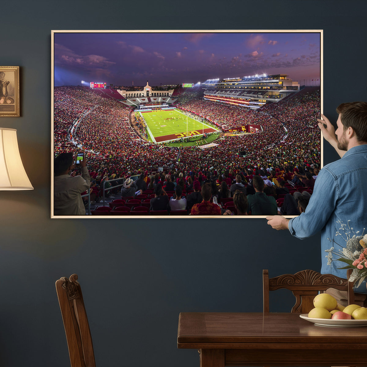 73373-MGV-CV-36X24 - The University of Southern California USC Trojans Football Team Print, Extra Large Game Room Wall Decor