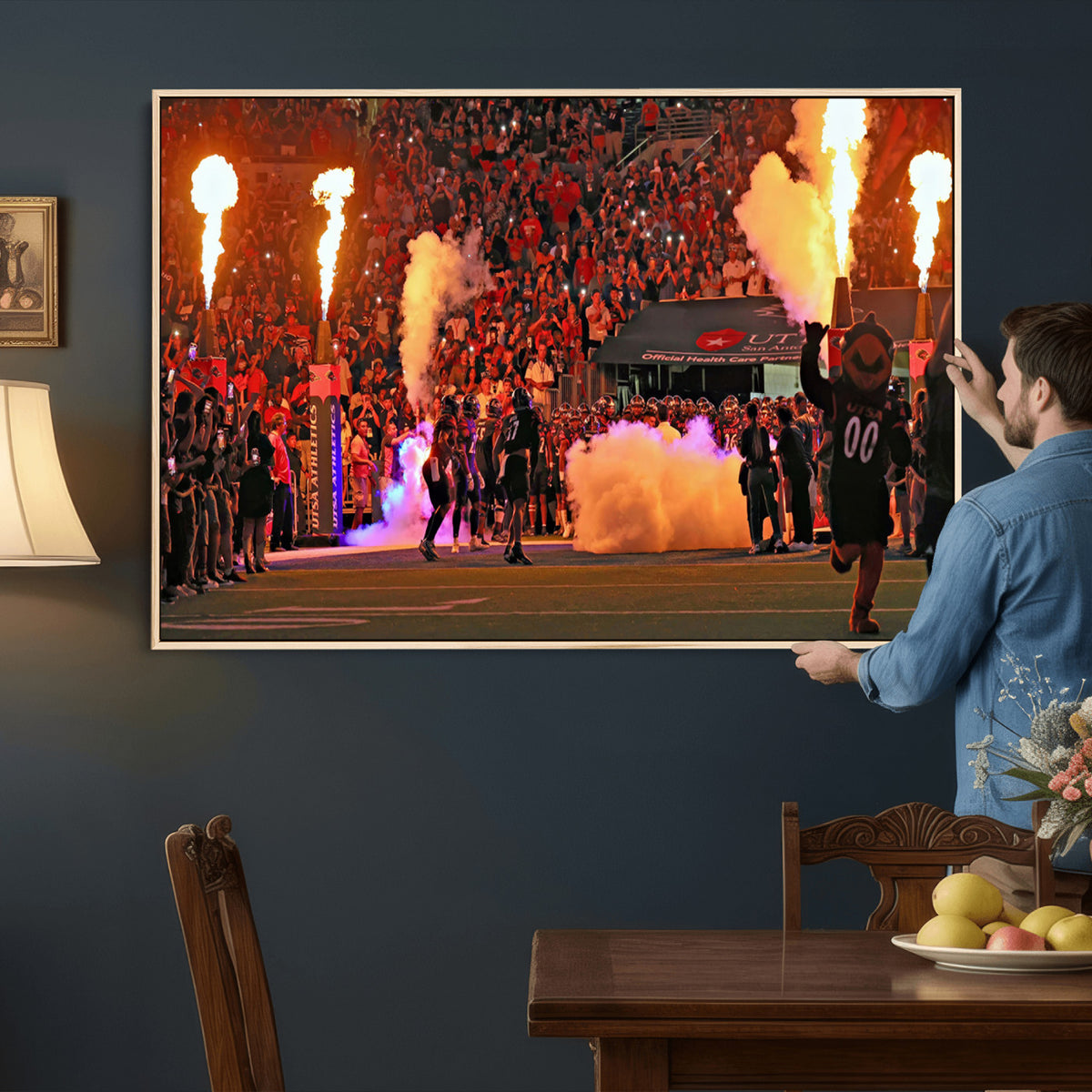 98664-MGV-CV-36X24 - The University of Texas at San Antonio Roadrunners Football Team Print, Extra Large Game Room Wall Decor