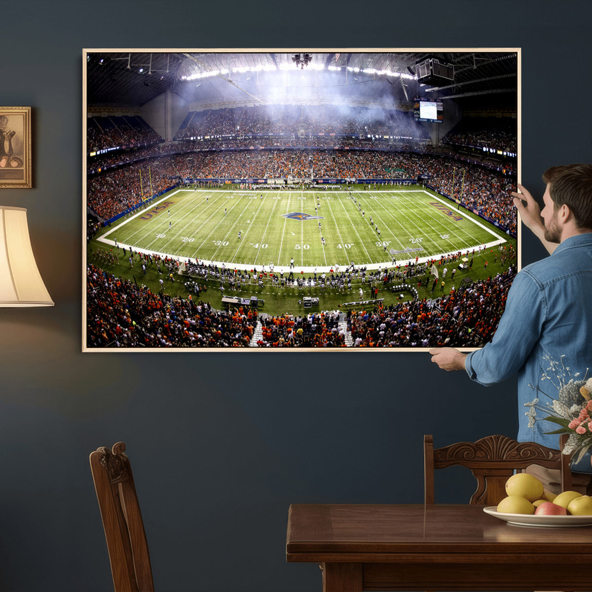 46972-MGV-CV-36X24 - The University of Texas at San Antonio Roadrunners Football Team Print, Framed and Ready to Hang