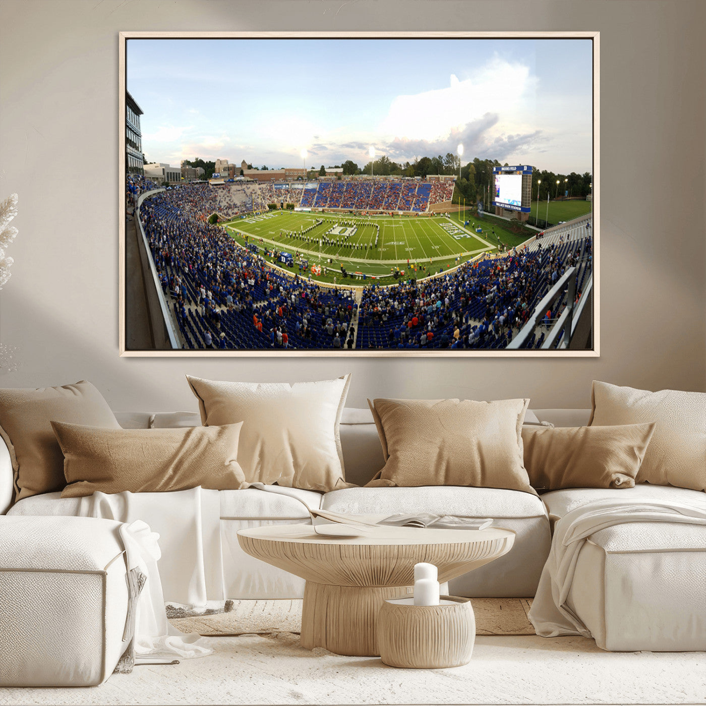 MGV-FC-36X24 - The Duke University Blue Devils Football Team Print - Durham Wallace Wade Stadium Wall Art Canvas