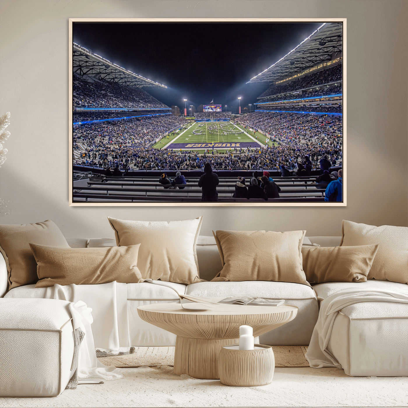MGV-FC-36X24 - The University of Washington Huskies Football Team Print - Seattle Husky Stadium Wall Art Canvas