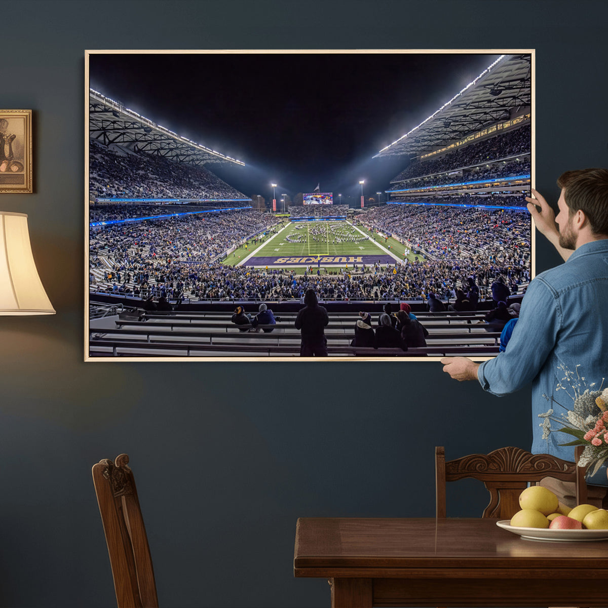85780-MGV-CV-36X24 - The University of Washington Huskies Football Team Print, Extra Large Game Room Wall Decor