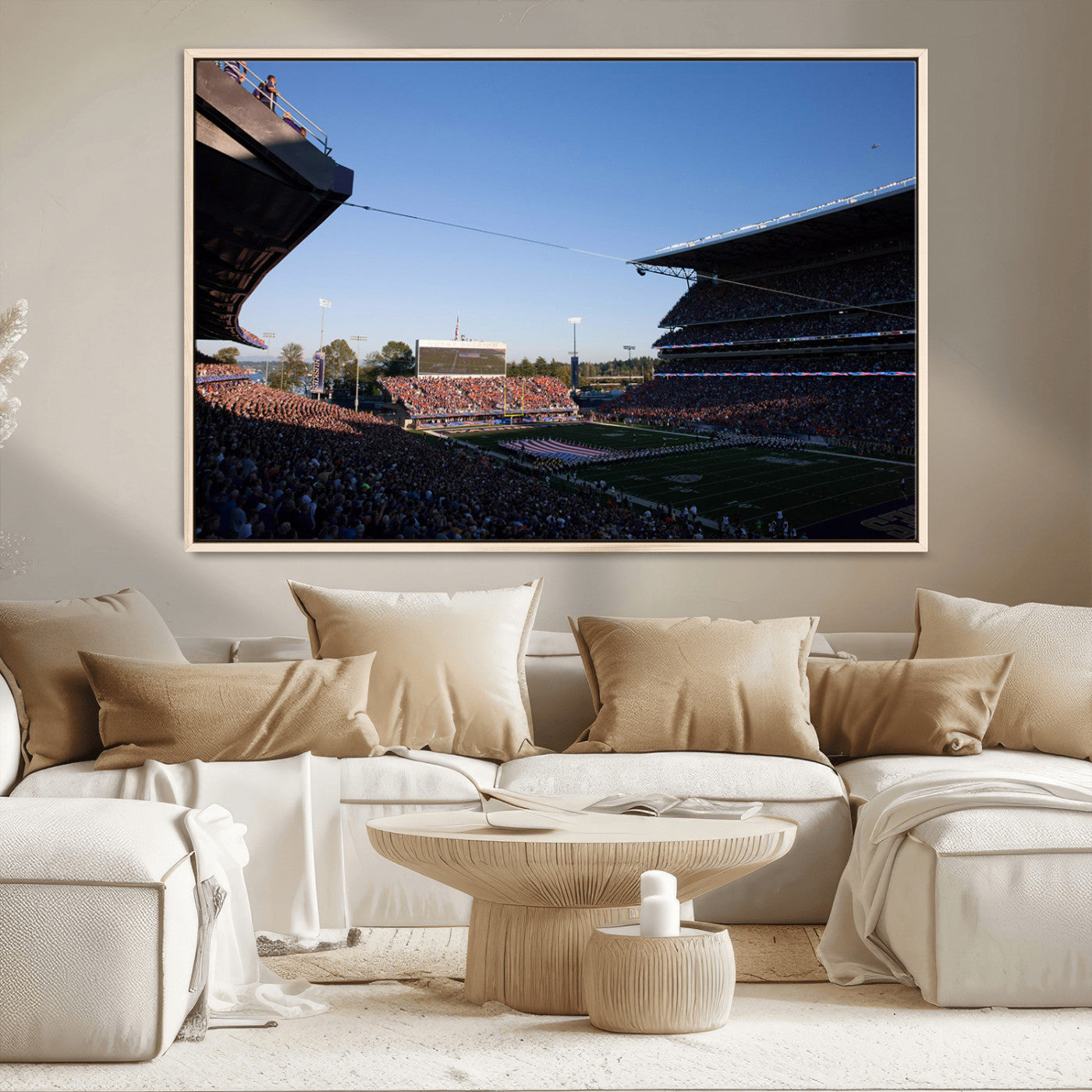 MGV-FC-36X24 - The University of Washington Huskies Football Team Print - Seattle Husky Stadium Wall Art Canvas