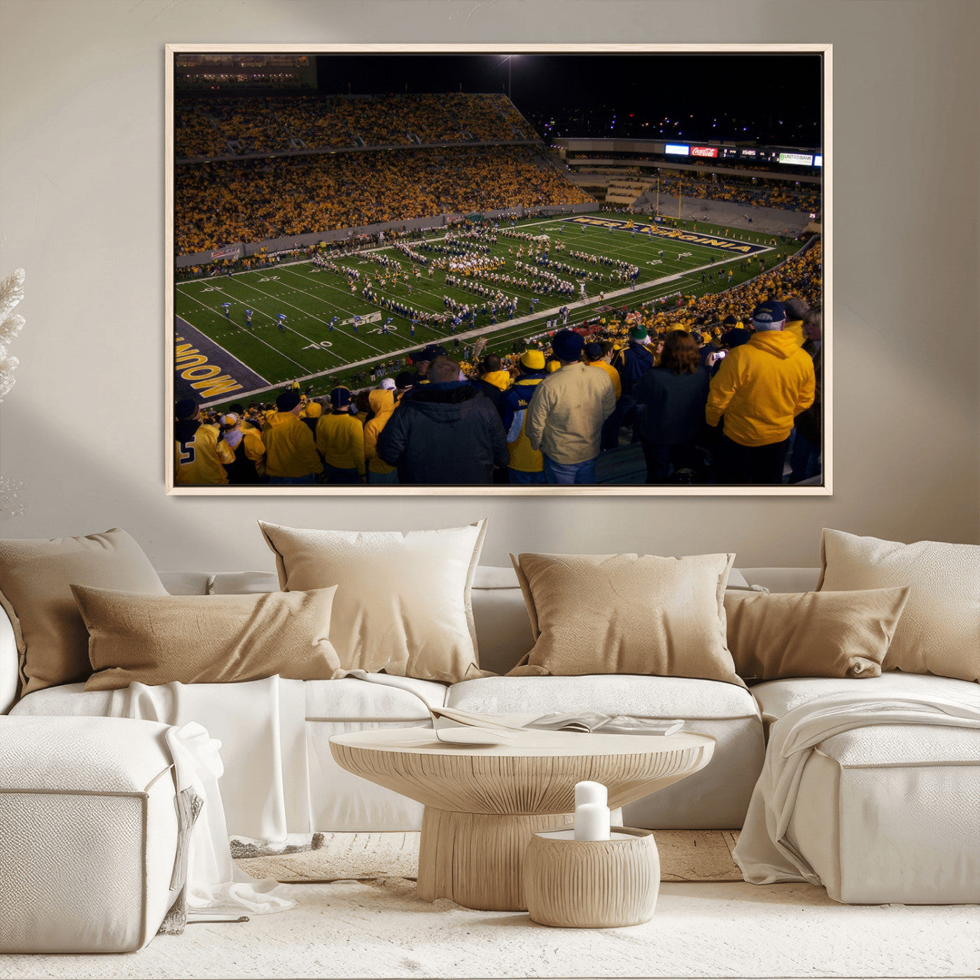 MGV-FC-36X24 - West Virginia Uni Mountaineers Football Team Print - Milan Puskar Stadium Canvas Print Wall Art,