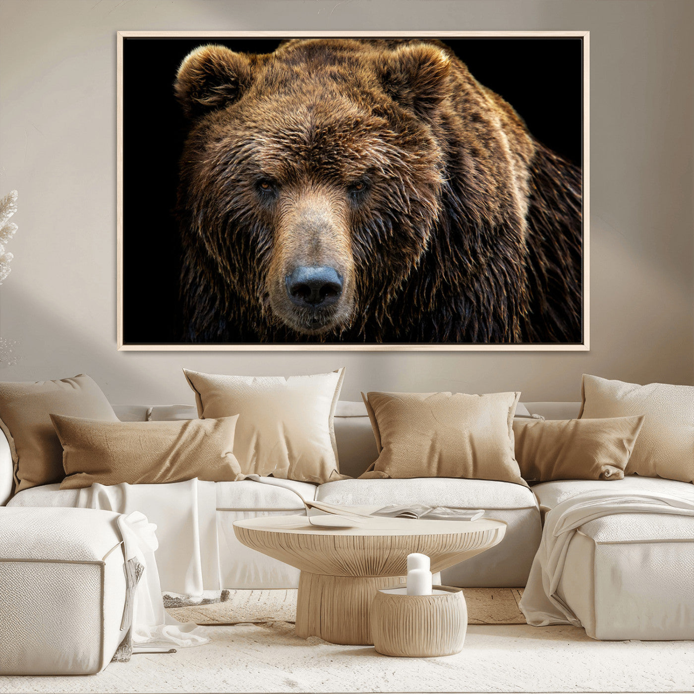 MGV-FC-36X24 - Grizzly Brown Bear Canvas Wall Art, Wildlife Animal Canvas Artwork Bear Print, Bear Wall Art Print,
