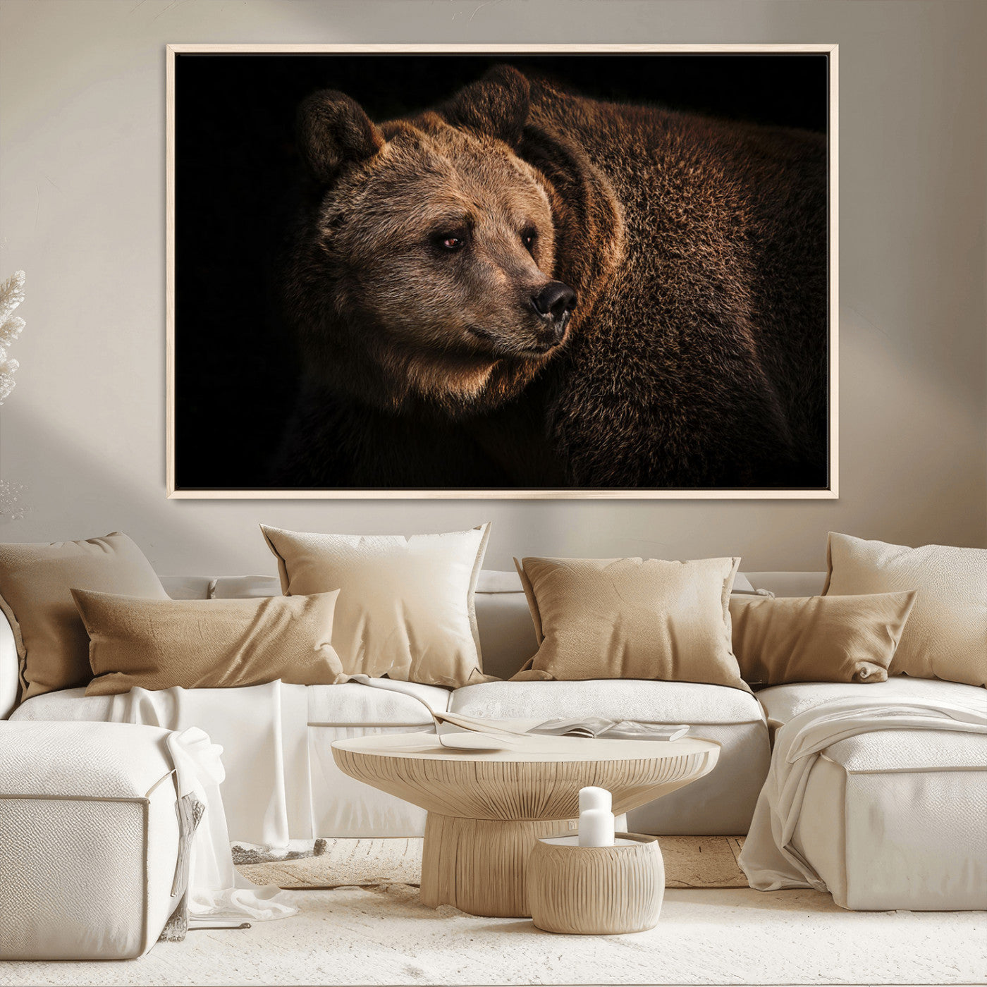 MGV-FC-36X24 - Wild Grizzly 399 Bear Canvas Wall Art Print, Bear Animal Canvas Artwork Print, Black Bear Wall Art