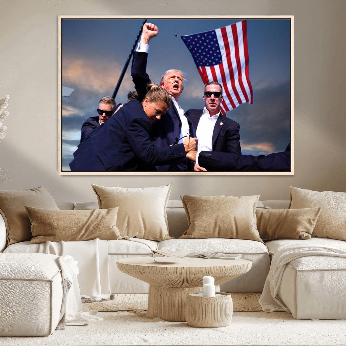 MGV-FC-36X24 - Donald Trump Assassination Attempt Wall Art Print, Trump Historic Footage - Iconic Reaction by Trump