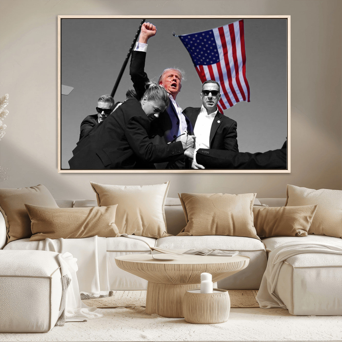 MGV-FC-36X24 - Donald Trump Assassination Attempt Wall Art Print, Trump Historic Footage - Iconic Reaction by Trump