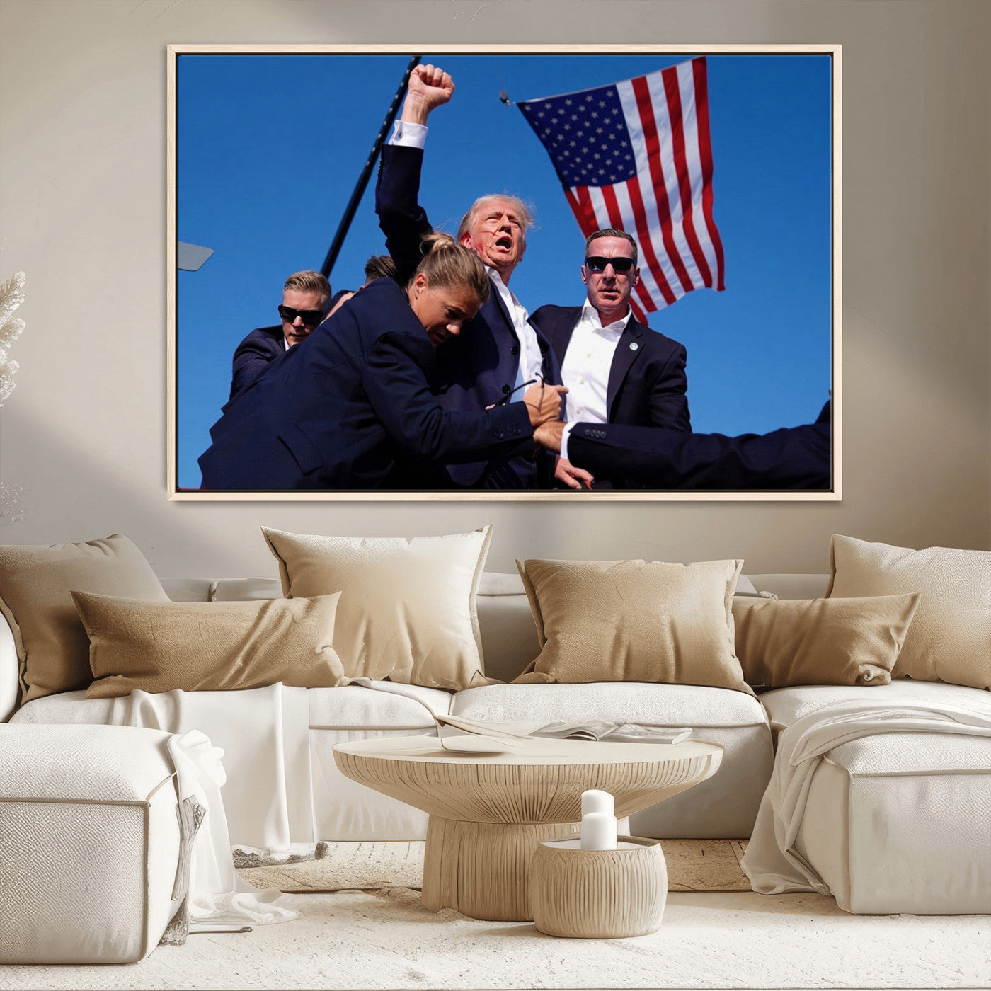 MGV-FC-36X24 - Donald Trump Assassination Attempt Wall Art Print, Trump Historic Footage - Iconic Reaction by Trump