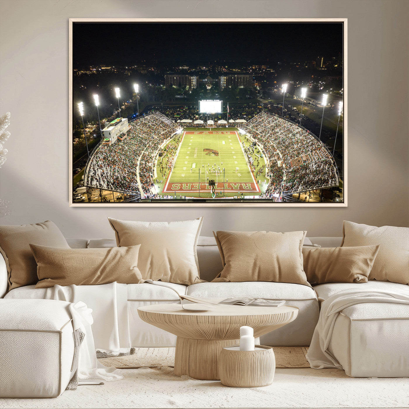 MGV-FC-36X24 - Florida A&M Rattlers Football Team Print - Tallahassee Bragg Memorial Stadium Wall Art Canvas Print