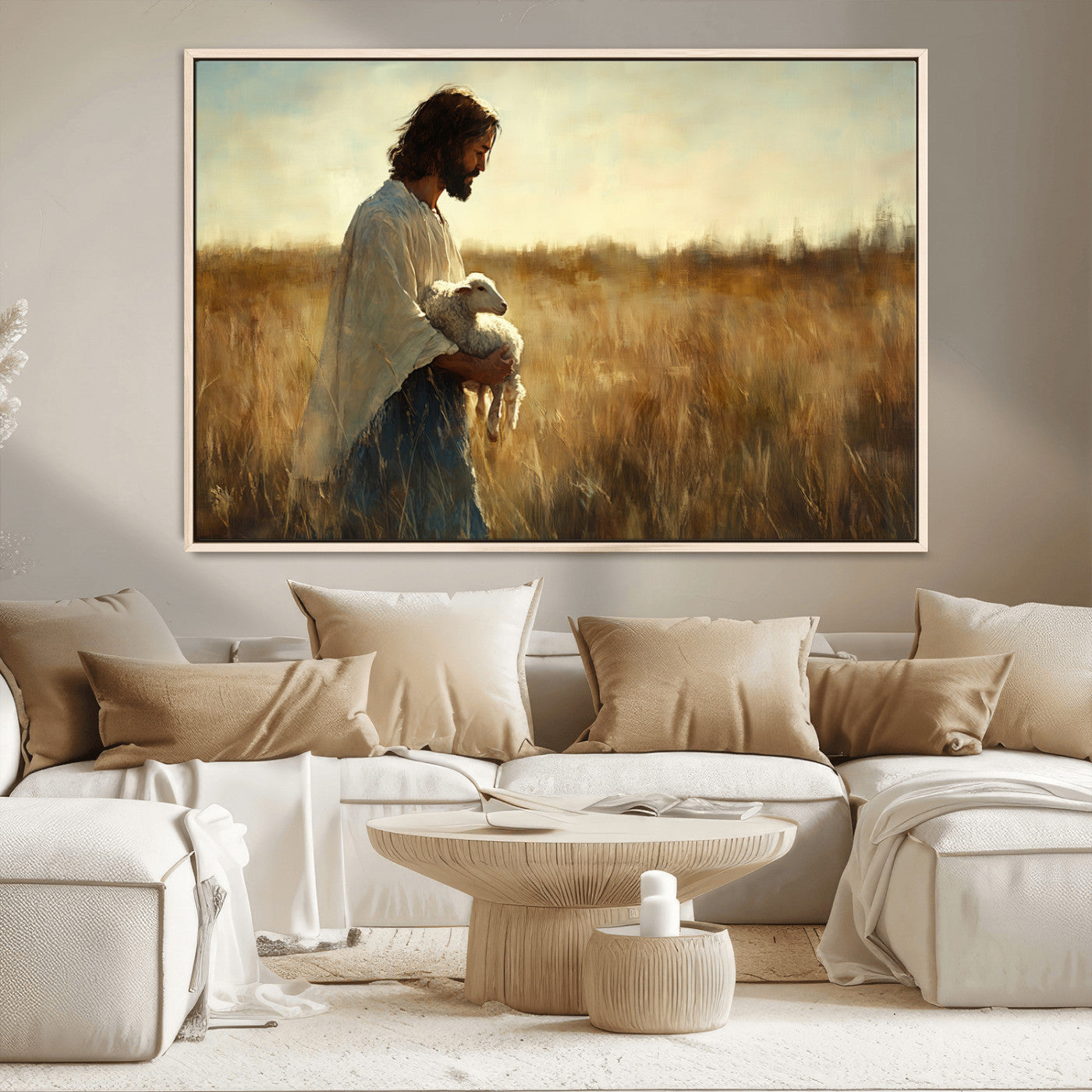 MGV-FC-36X24 - Jesus the Good Shepherd Wall Art Canvas Print - Inspirational Christian Religious Print for Prayer