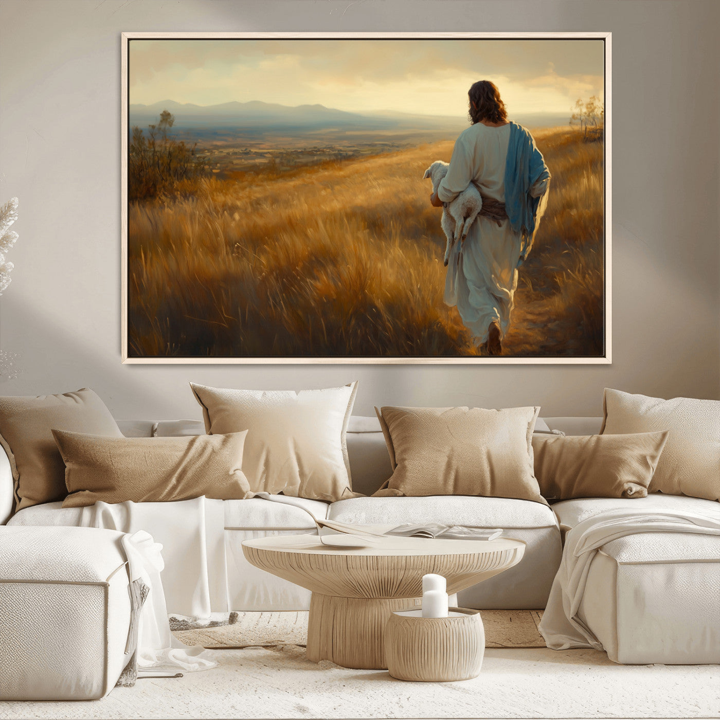 MGV-FC-36X24 - Jesus the Good Shepherd Wall Art Canvas Print - Inspirational Christian Religious Print for Prayer