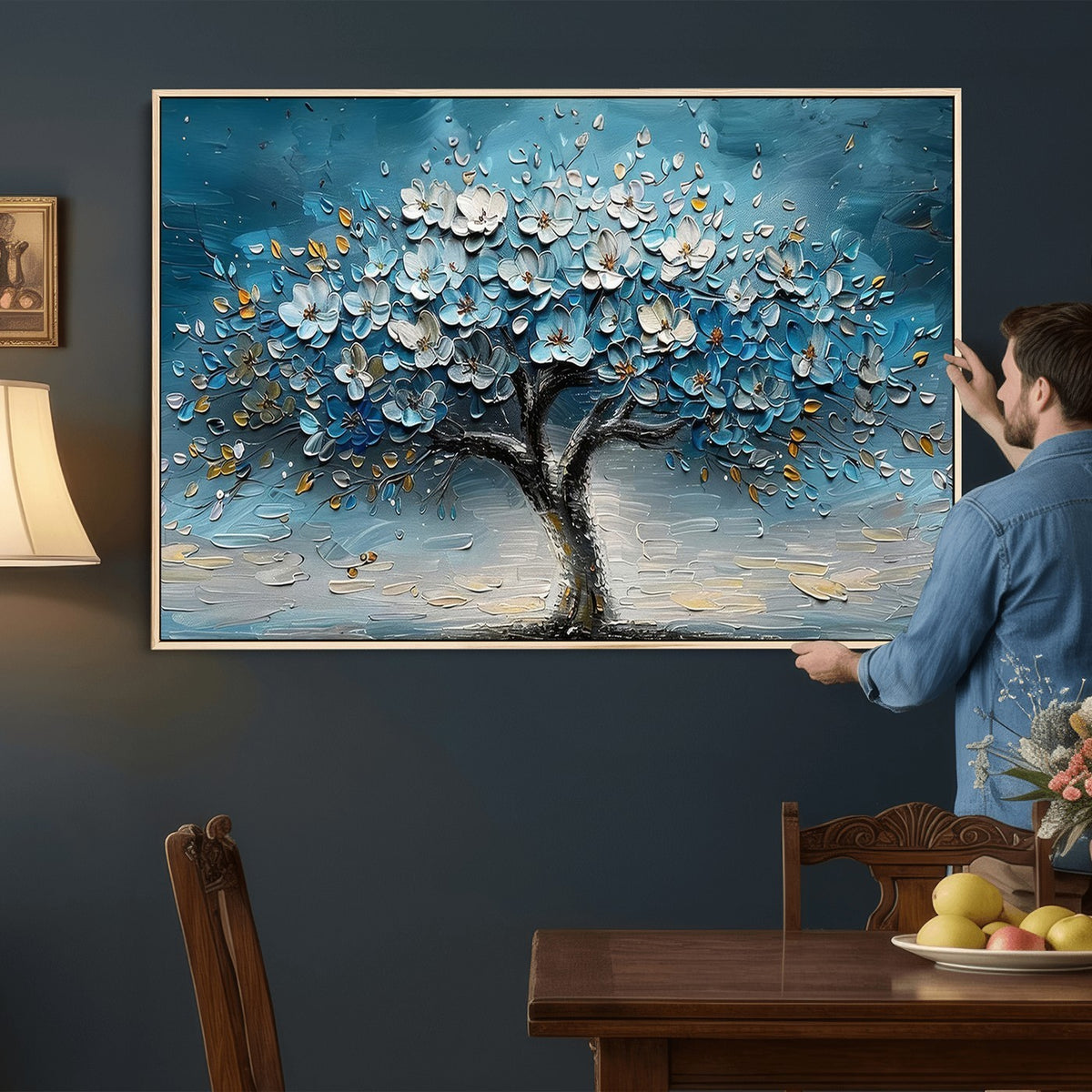 24109-_Poster-30x20 - Abstract Blooming Tree Wall Art Canvas Print, Floral Modern Home Decor