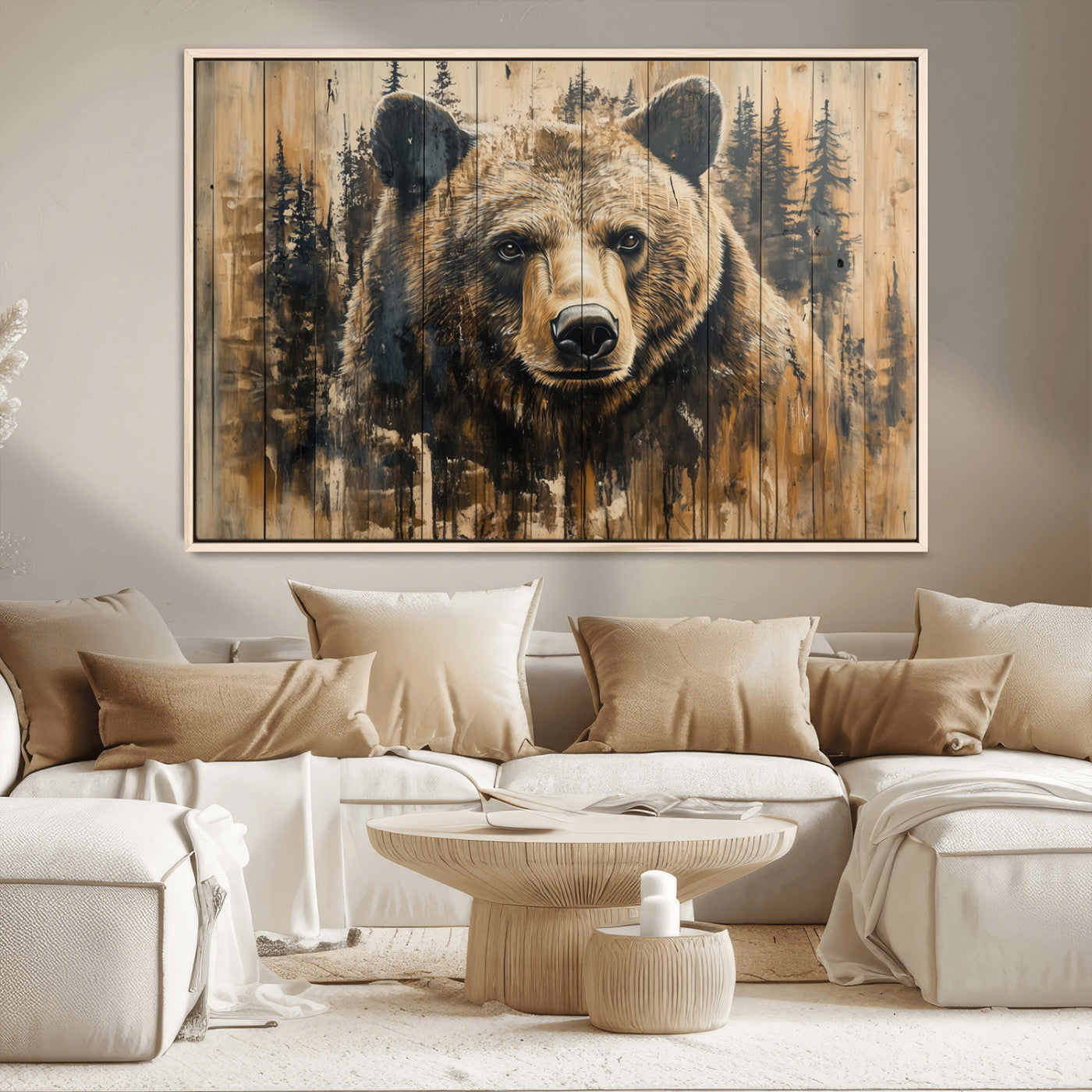 MGV-FC-36X24 - Majestic Grizzly 399 Bear Wall Art | 3-Panel Rustic Canvas Print for Living Room, Office, or Cabin