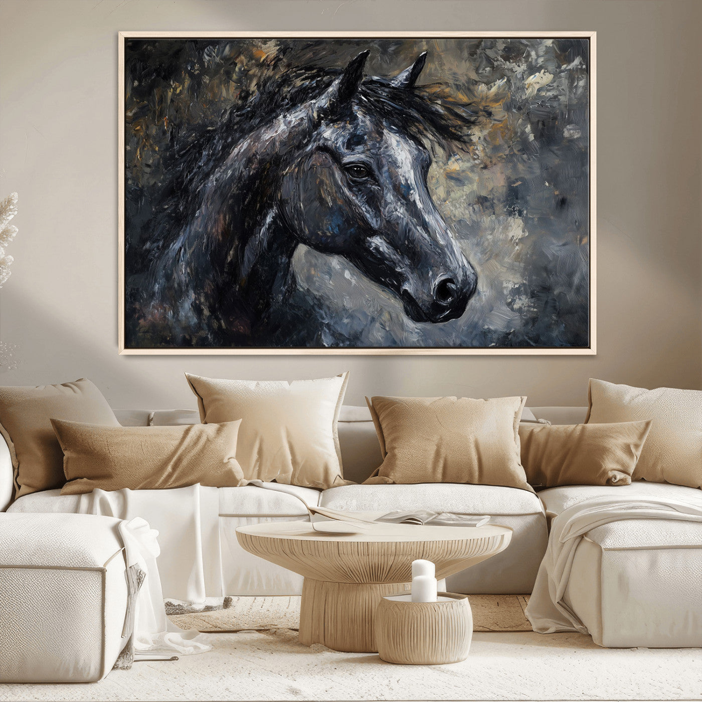 MGV-FC-36X24 - Large Abstract Horse Wall Art Canvas Print | Farmhouse Wall Decor | Rustic Horse Art | Western Cabin