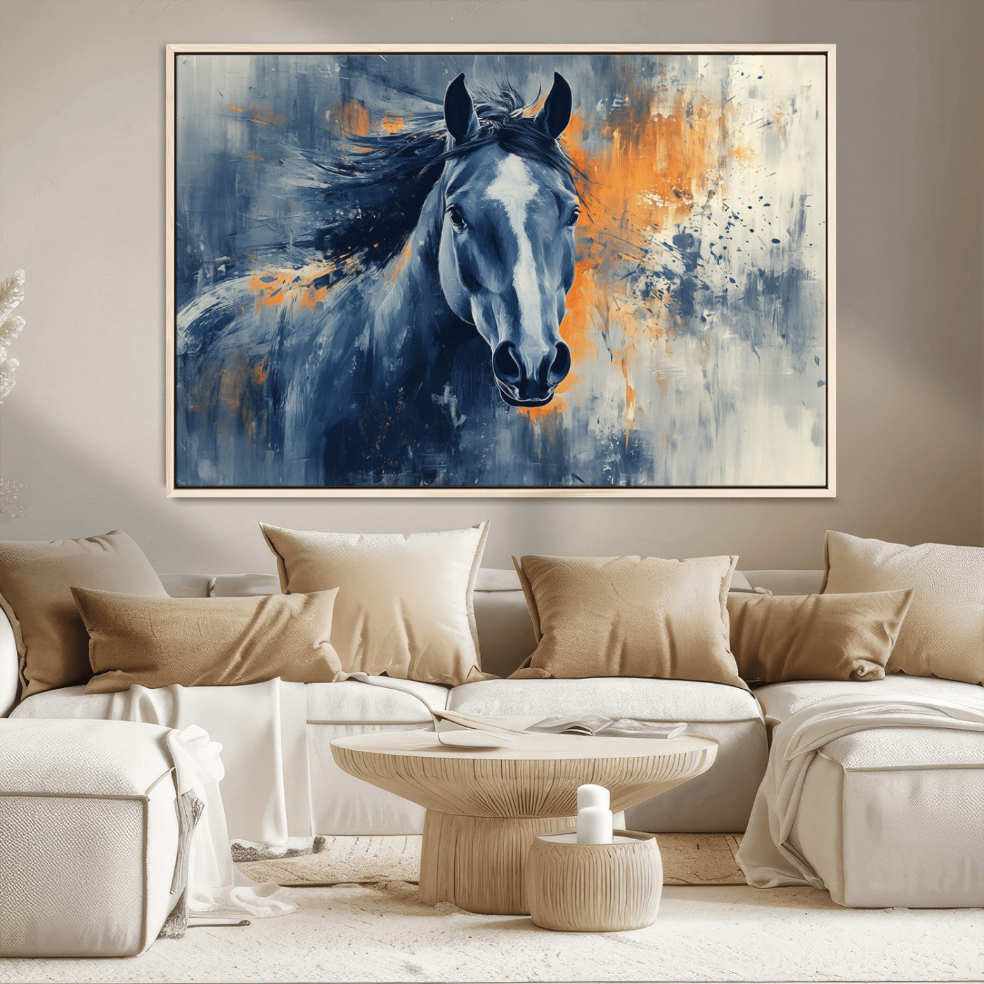 MGV-FC-36X24 - Abstract Blue Horse Wall Art Print Canvas | Horse Wall Art Print | Western Decor for Farmhouse |