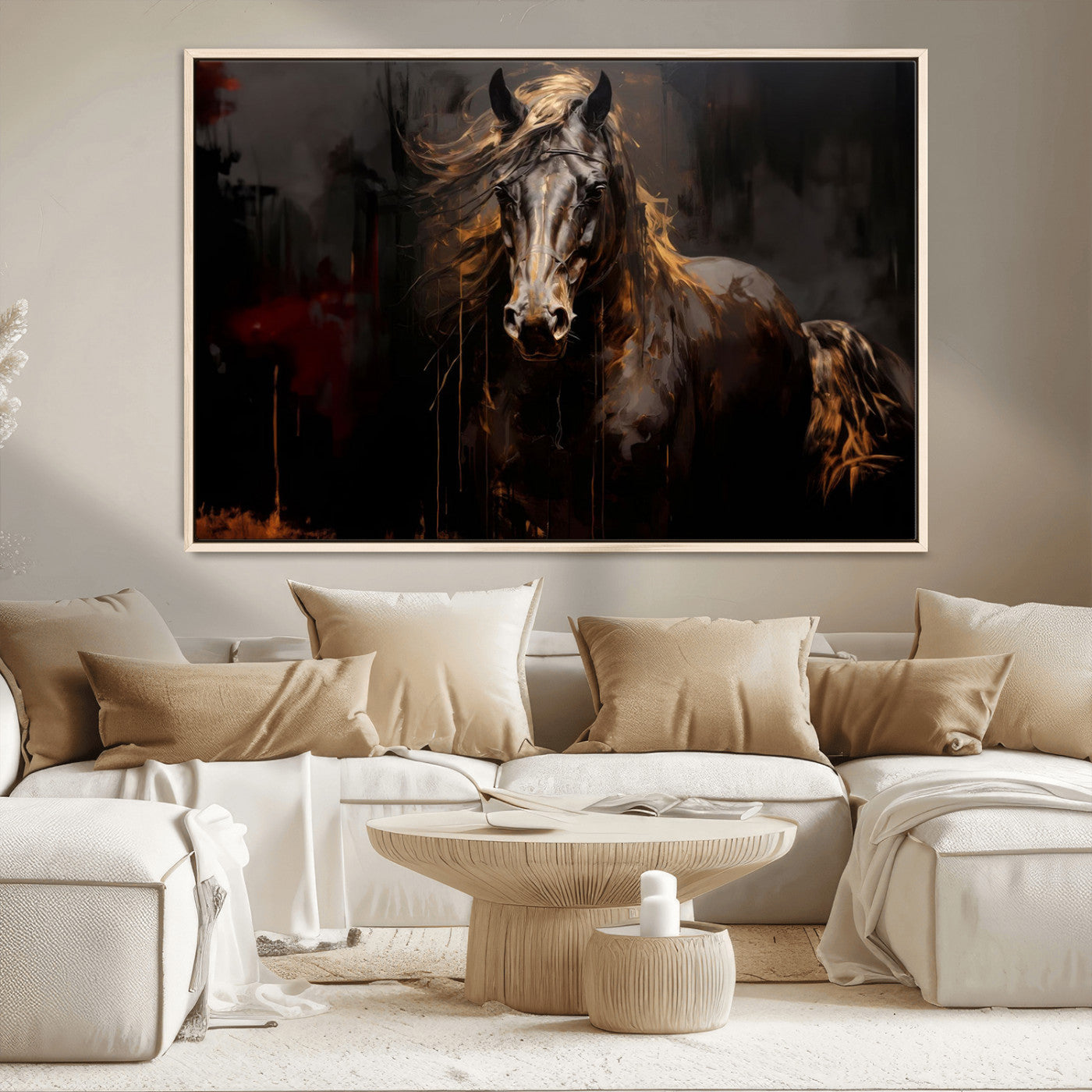 MGV-FC-36X24 - Abstract Black Horse Canvas Print for Farmhouse Wall Art | Abstract Equine Wall Art | Western Decor