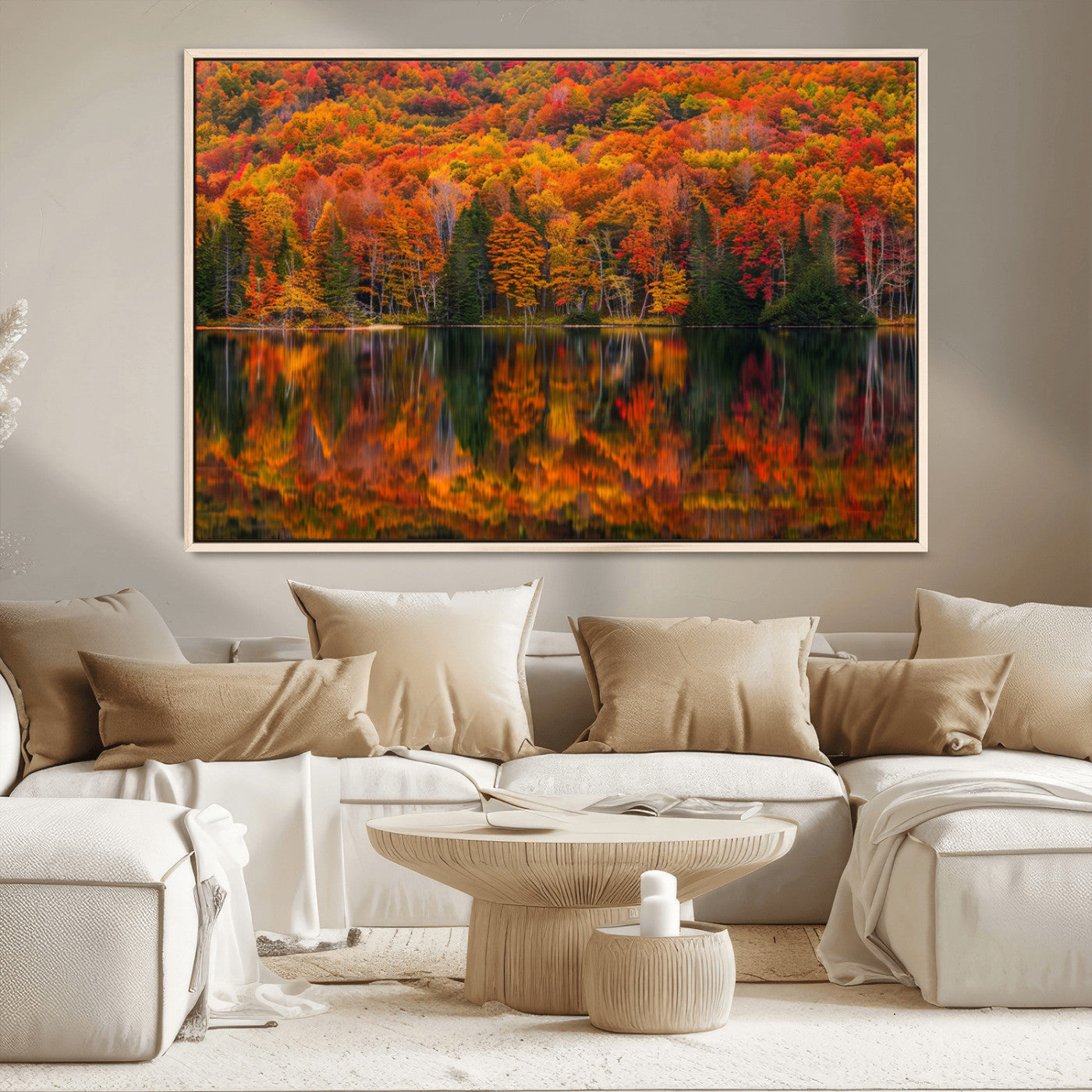 MGV-FC-36X24 - Fall Foliage Wall Art - Autumn Reflection Canvas Print, Stunning Fall Foliage Wall Art, Serene Lake