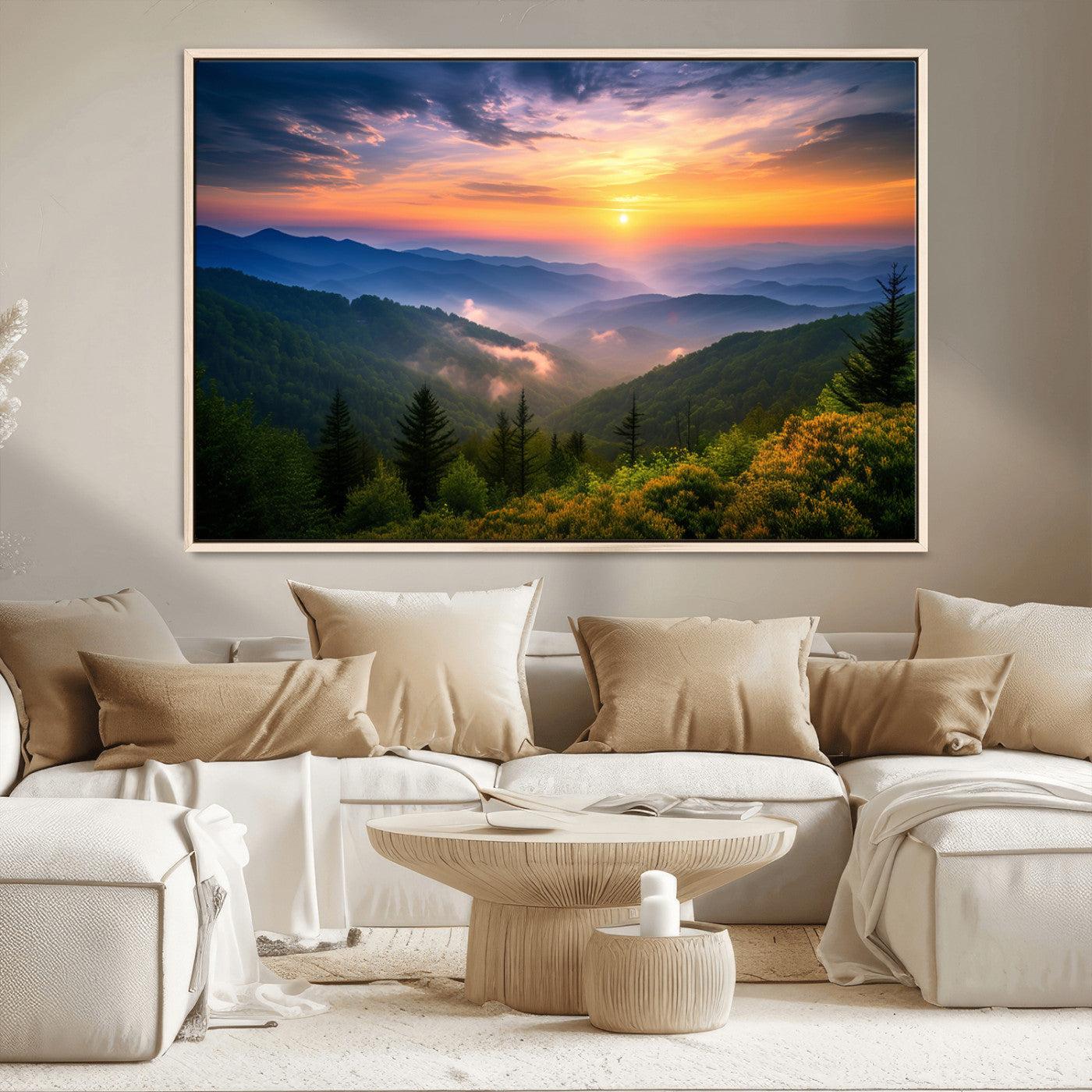 MGV-FC-36X24 - Majestic Mountain Sunrise Print | Landscape Wall Art | Canvas Print Ready to Hang | Farmhouse Wall