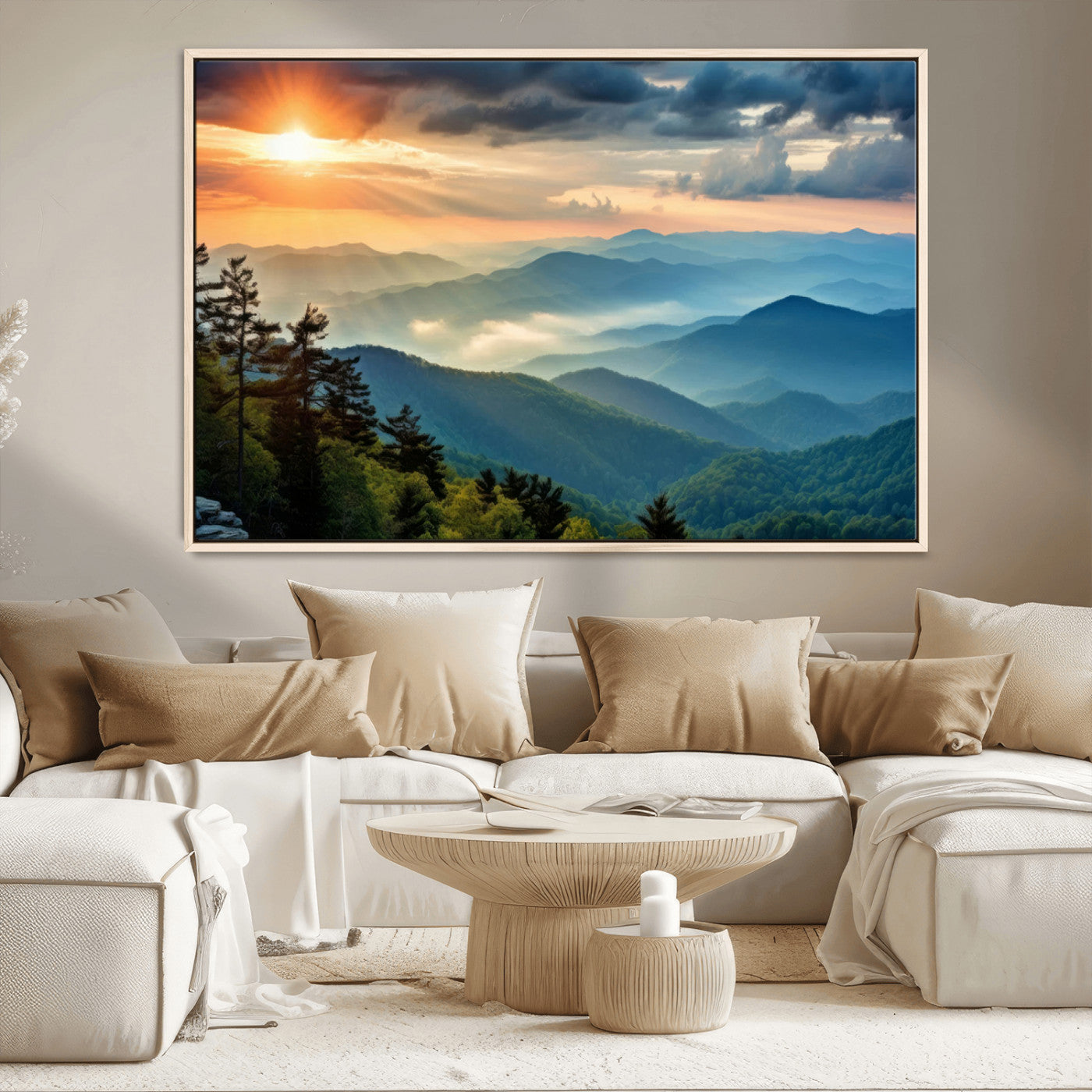 MGV-FC-36X24 - Sunrise Over Mountain Range Wall Art Canvas Print, Farmhouse Wall Decor, Cabin Wall Art