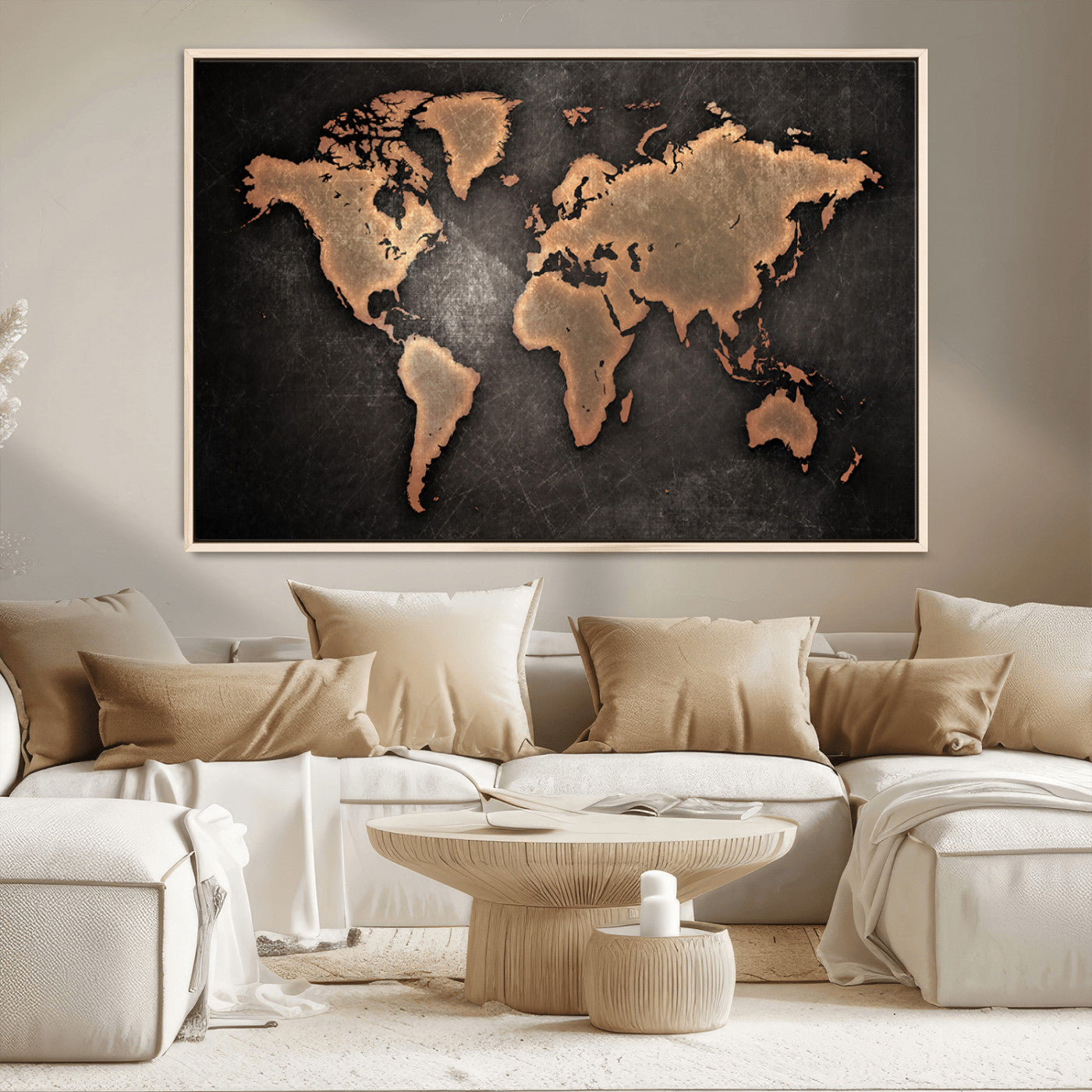 MGV-FC-36X24 - Push Pin World Map Canvas Print – Framed Wall Art for Couples to Track Their Travels – Anniversary