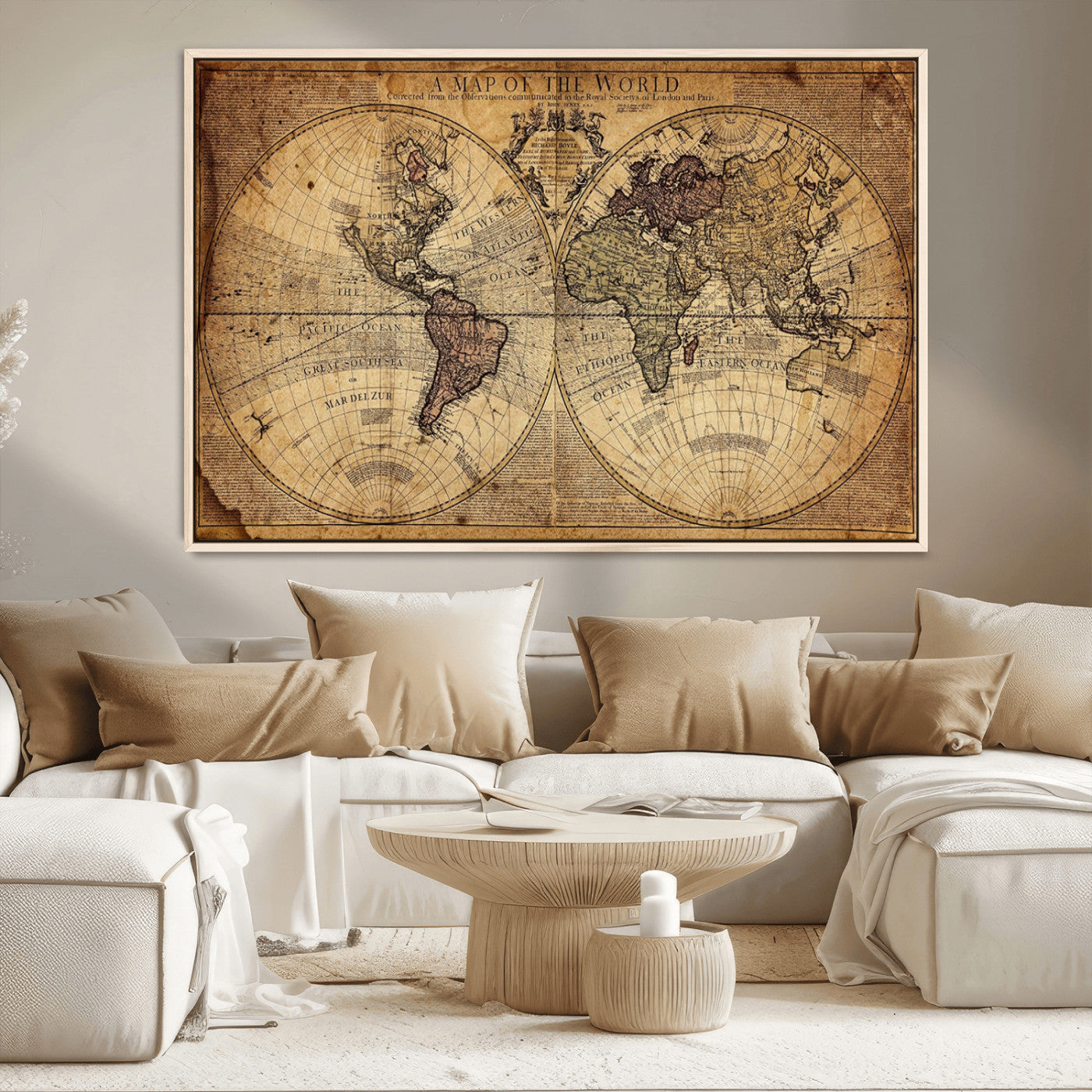 MGV-FC-36X24 - Push Pin World Map Canvas Print – Framed Wall Art for Couples to Track Their Travels – Anniversary