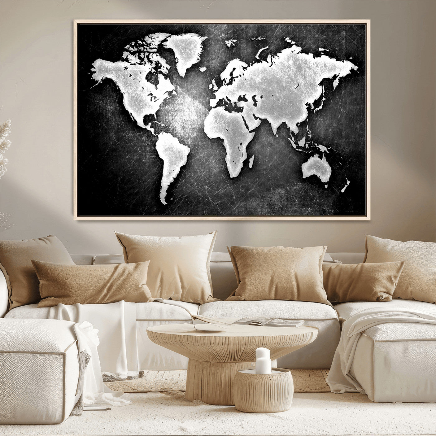 MGV-FC-36X24 - World Map Wall Art Canvas Print – Framed Wall Art for Anniversary Gift or Home Adventure Decor