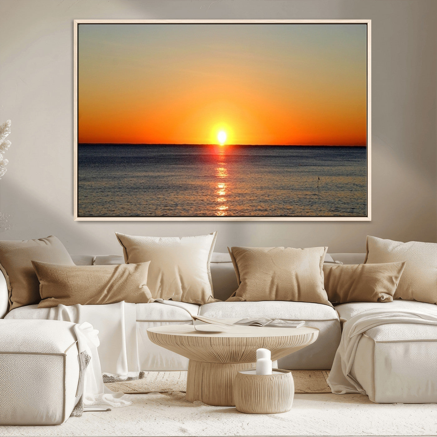 54676-MGV-CV-36X24-Golden Horizon Sunset Over Ocean Wall Art Canvas Print – Tropical Beach Canvas Wall Art – Giclee