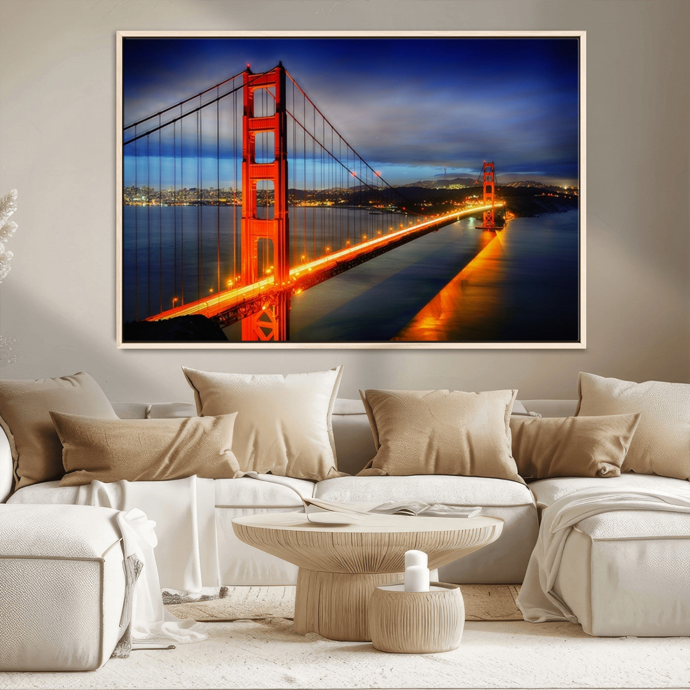 MGV-FC-36X24 - Large Wall Art San Francisco Canvas Print - Wonderful Golden Gate Bridge at Twilight