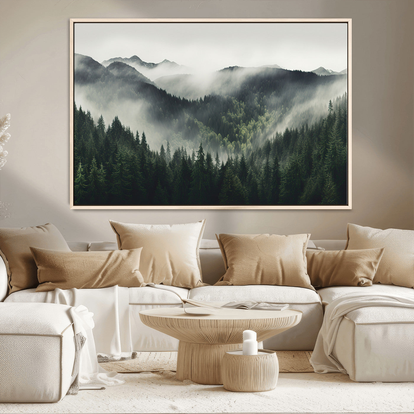 MGV-FC-36X24 - Misty Forest Canvas Print Wall Art Premium Canvas Print a Foggy and Serene Atmosphere