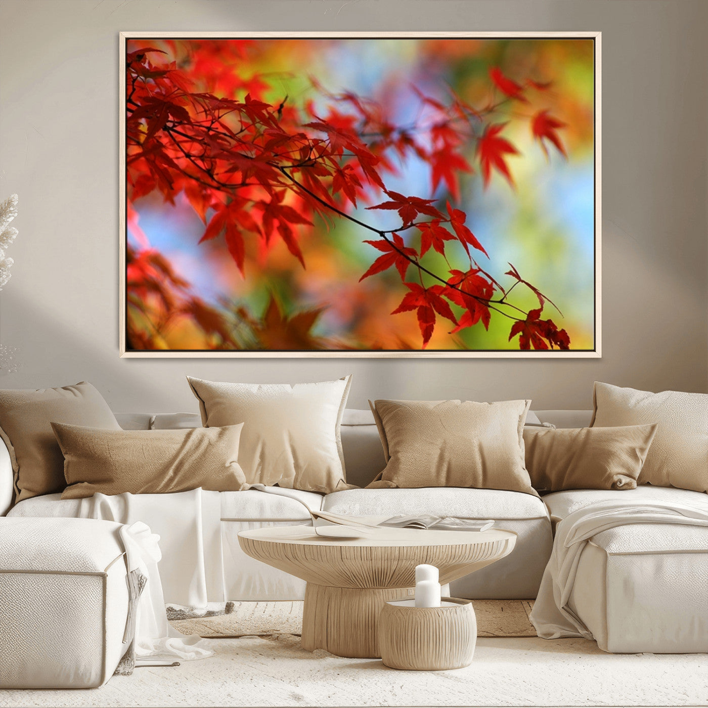 MGV-FC-36X24 - Red Leaves Autumn Forest Wall Art Canvas, Red Leaves Autumn Forest Canvas Print