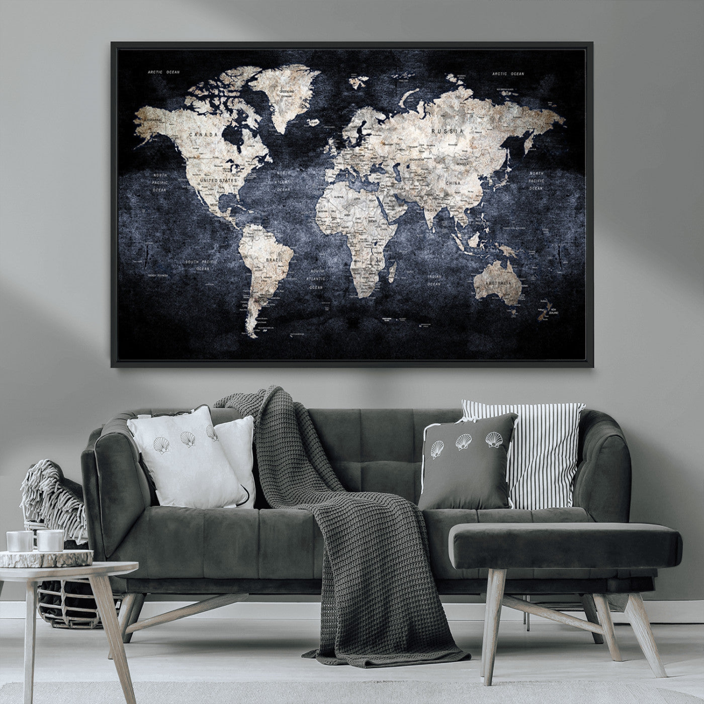 MGV-FC-36X24 - World Map Wall Art Canvas Print for Home and Office Decor