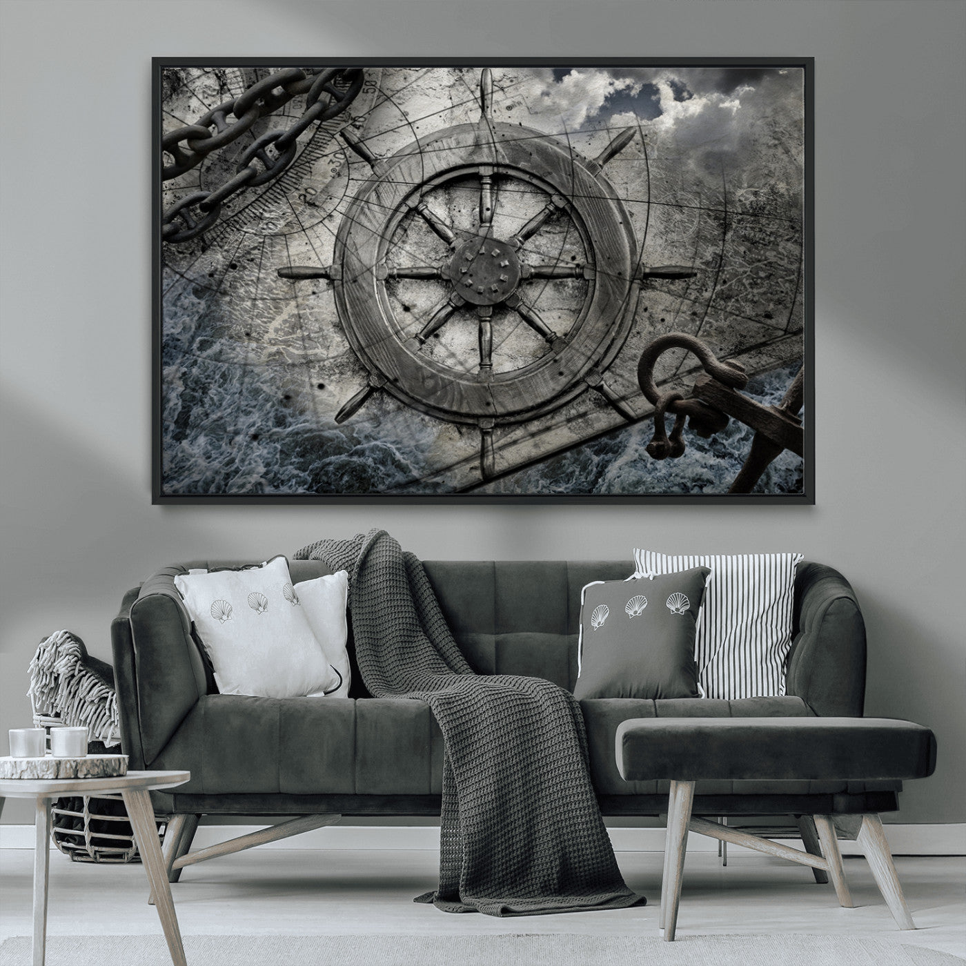MGV-FC-36X24 - Ship Steering Wheel Vintage Wall Art Canvas Print