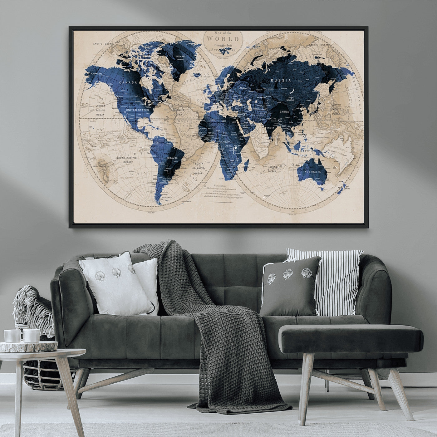 MGV-FC-36X24 - World Map Wall Art Canvas Print for Home and Office Decor