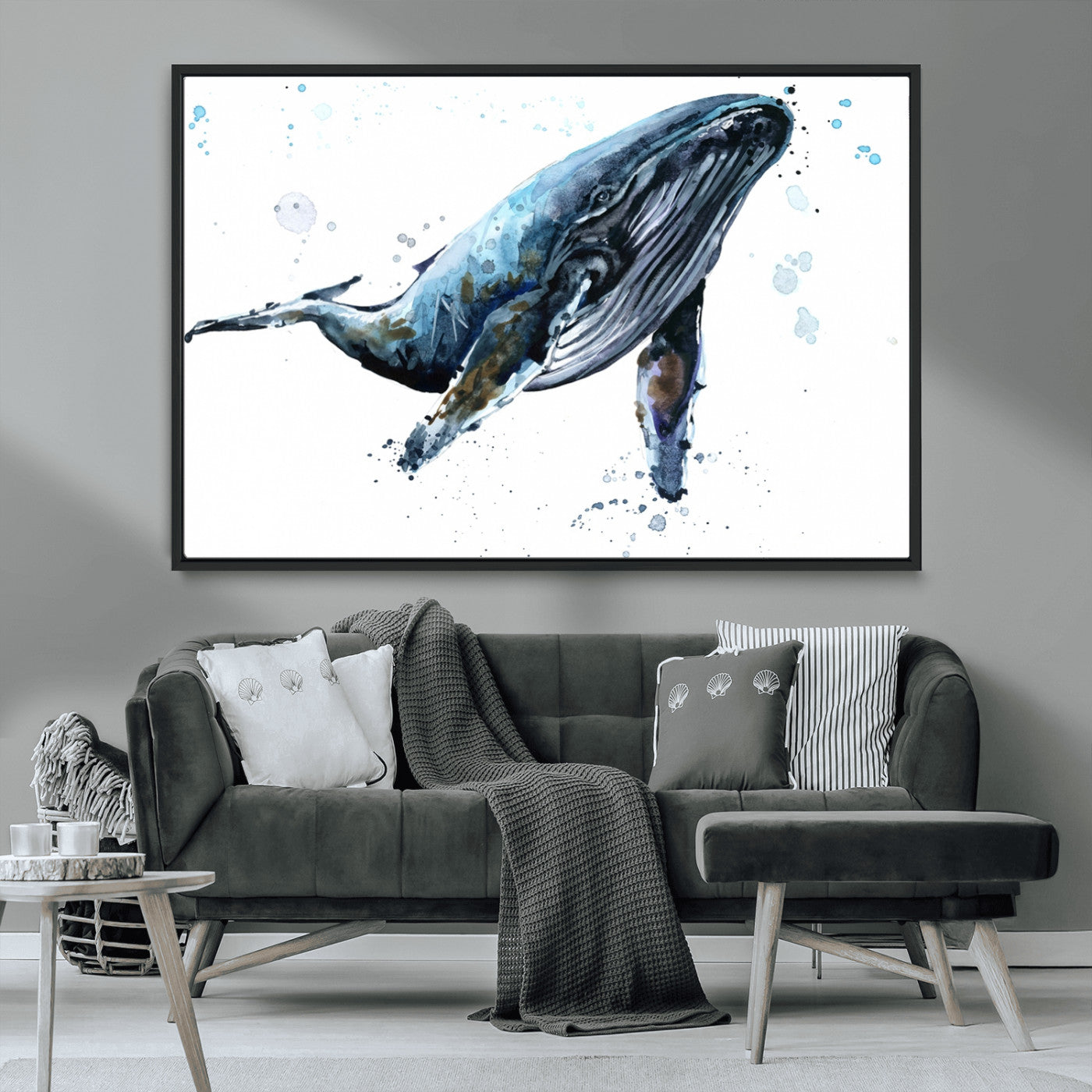 MGV-FC-36X24 - Watercolor Whale Wall Art Canvas Print