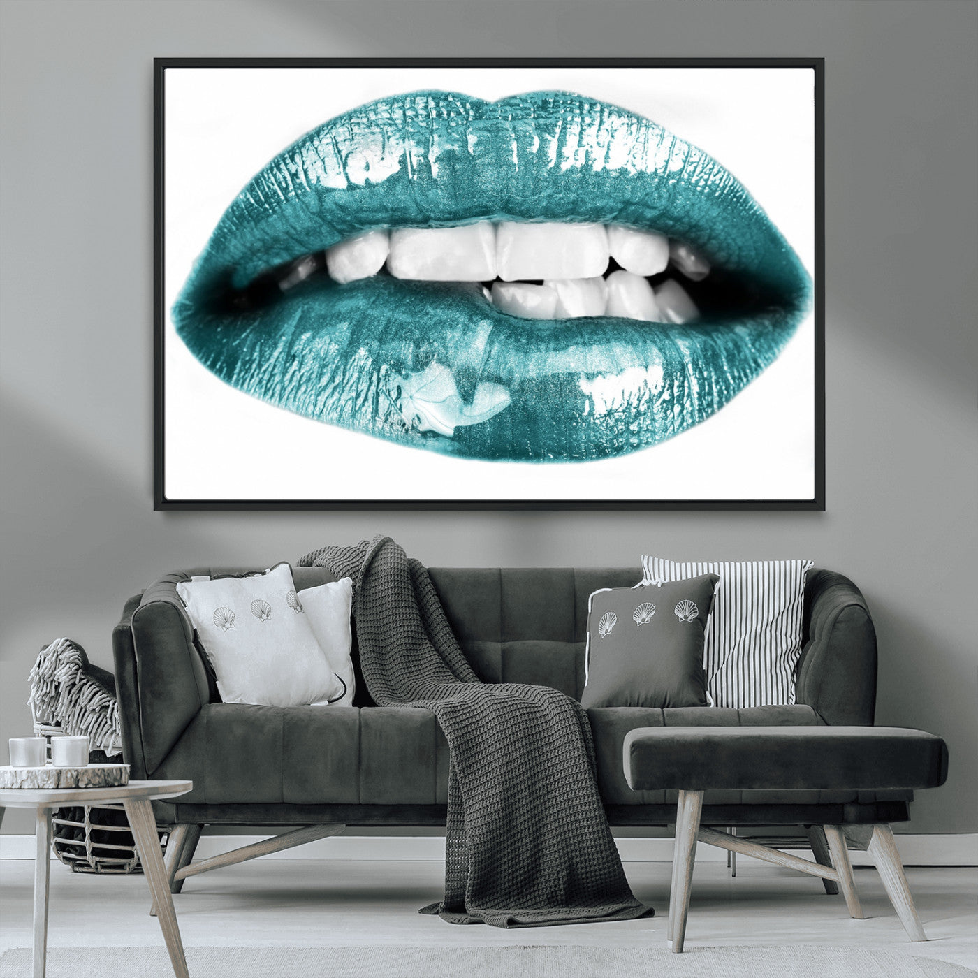MGV-FC-36X24 - Blue Lips Wall Art Canvas Print