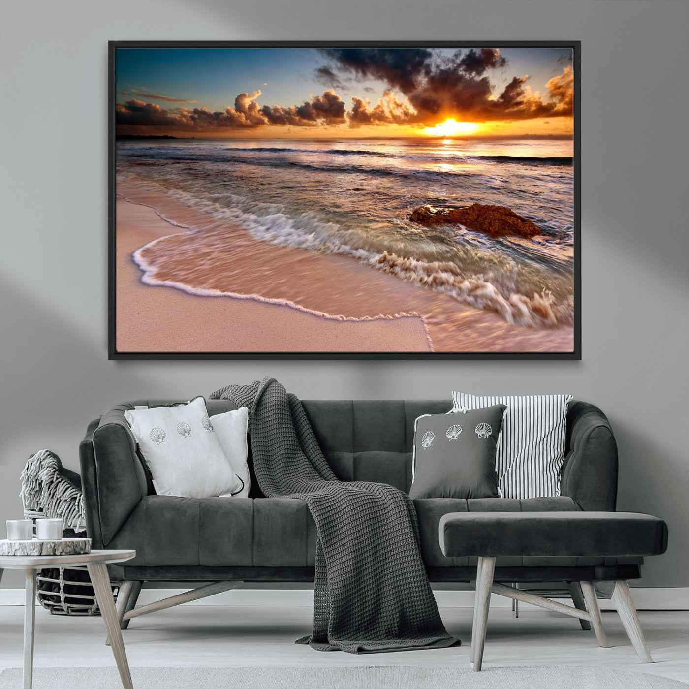 MGV-FC-36X24 - Sunset on Ocean Wall Art Canvas Print